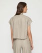 Nappa Leather Ladder Stitch Oversized Cropped Shirt