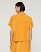 Paperfine Suede Short Sleeve Zip Front Blouse