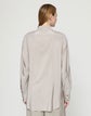 Plus-Size Fine Stripe Silk Collared Oversized Shirt