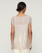 Charcoal Print Plissé Sheer Cap Sleeve Blouse