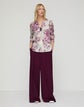 Petite Spotted Glaze Print Silk Twill Collared Blouse