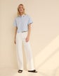 Striped Cotton Montauk Cropped Shirt