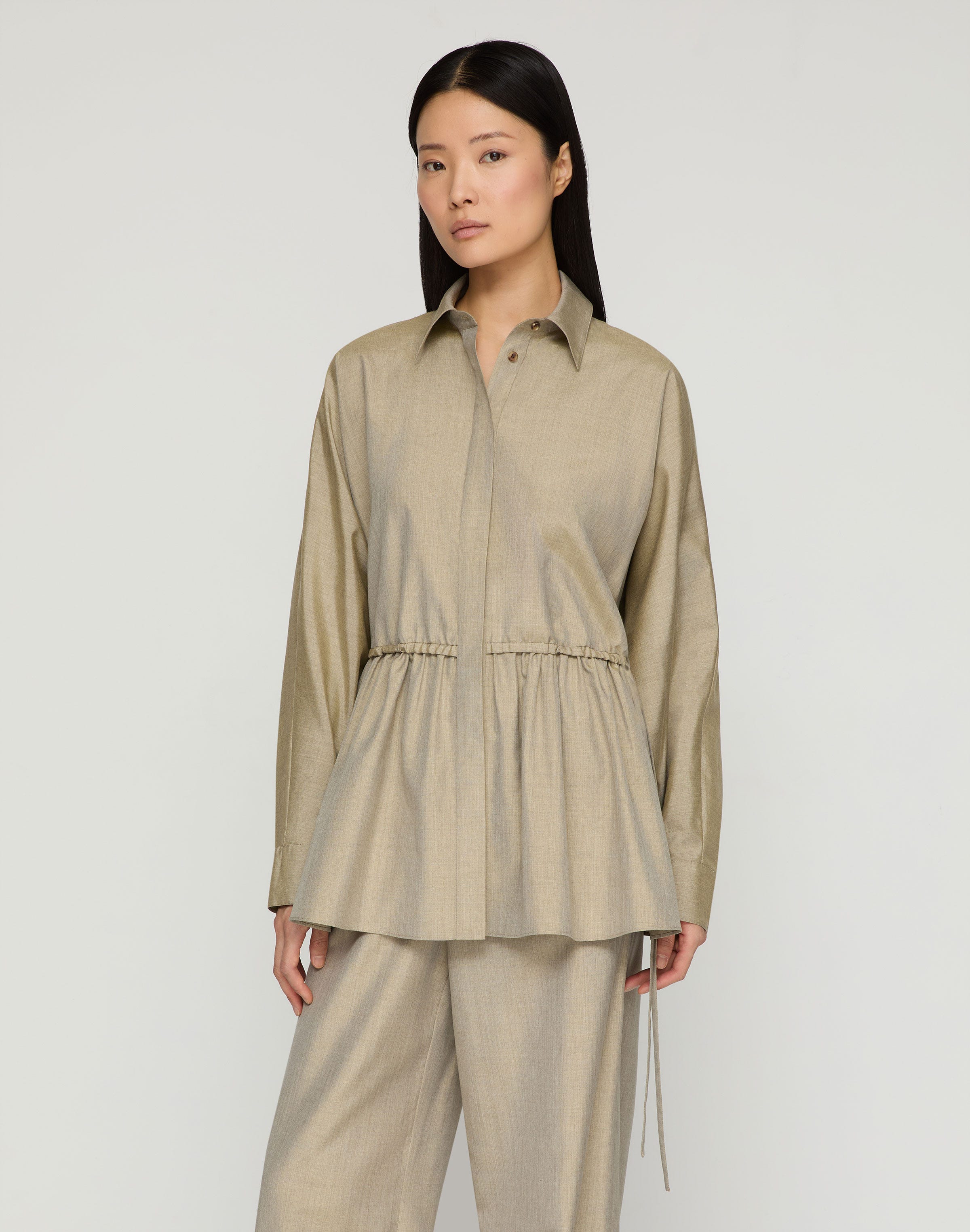Silk Gathered Waist Blouse