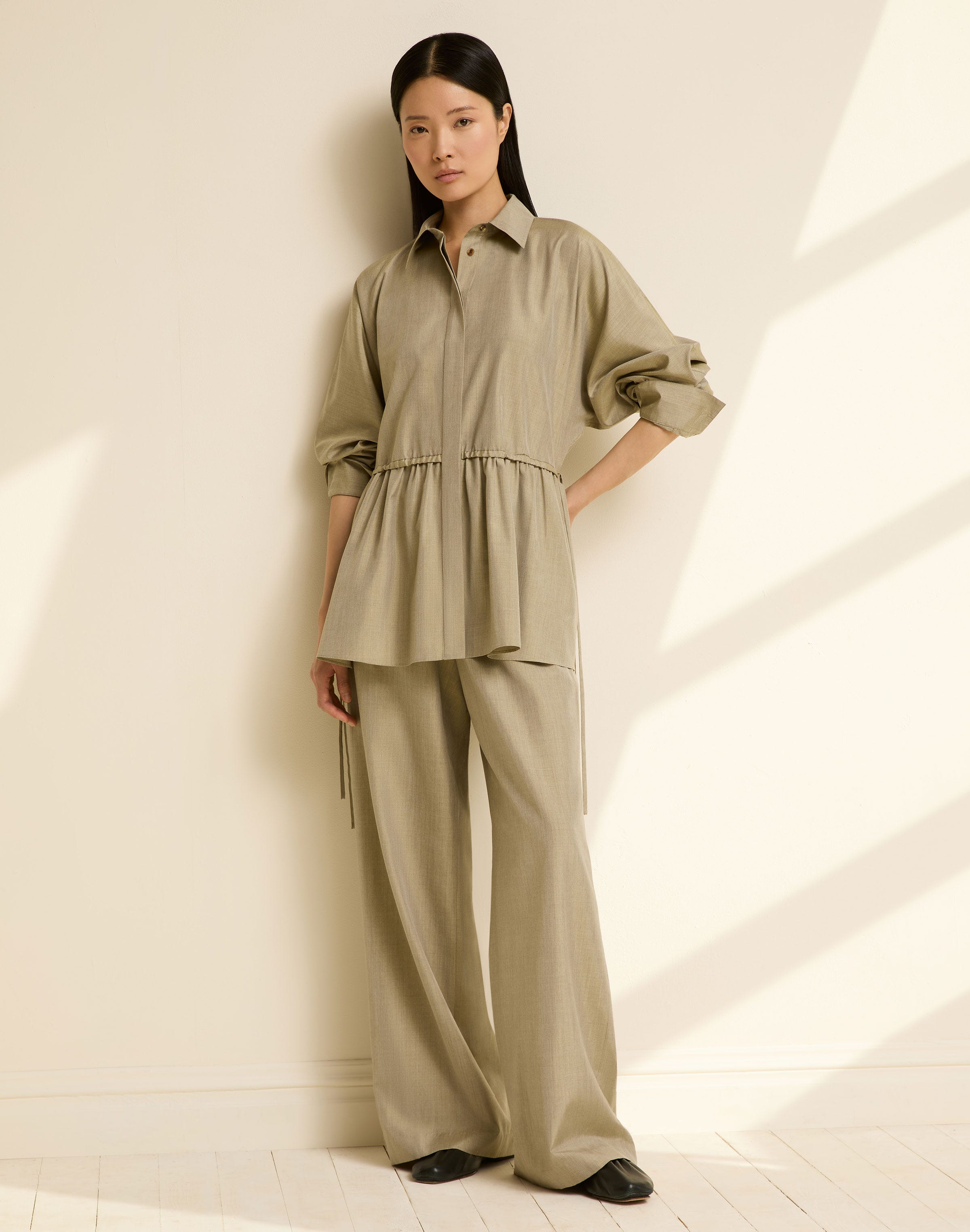 Silk Gathered Waist Blouse