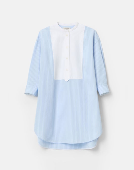 Striped Cotton Oversized Wainscott Tunic Shirt