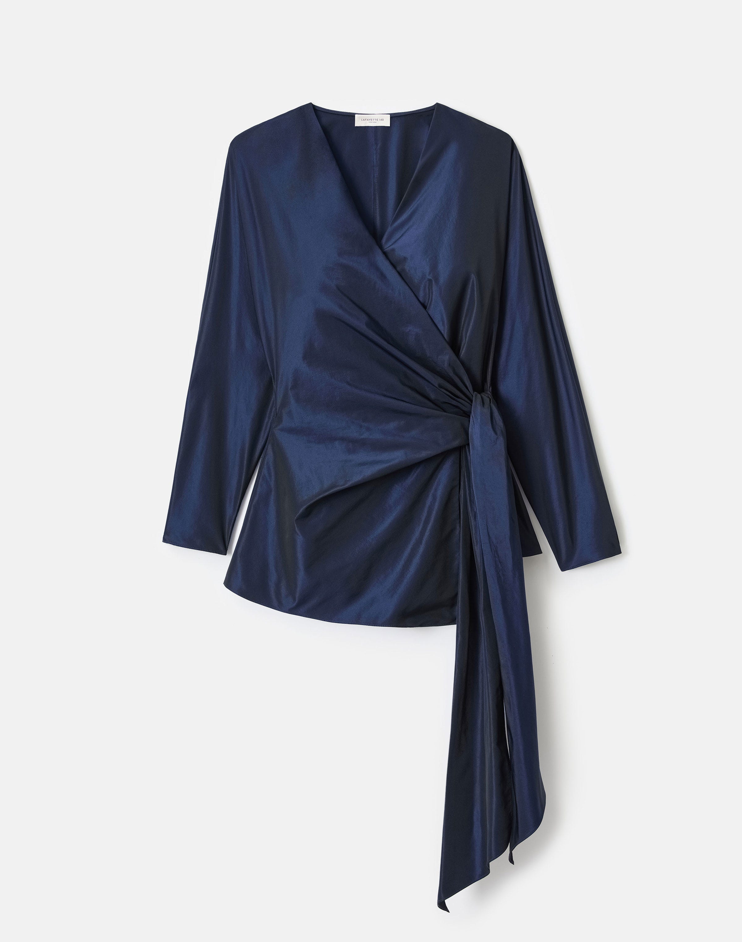 Taffeta Fitted Wrap Blouse