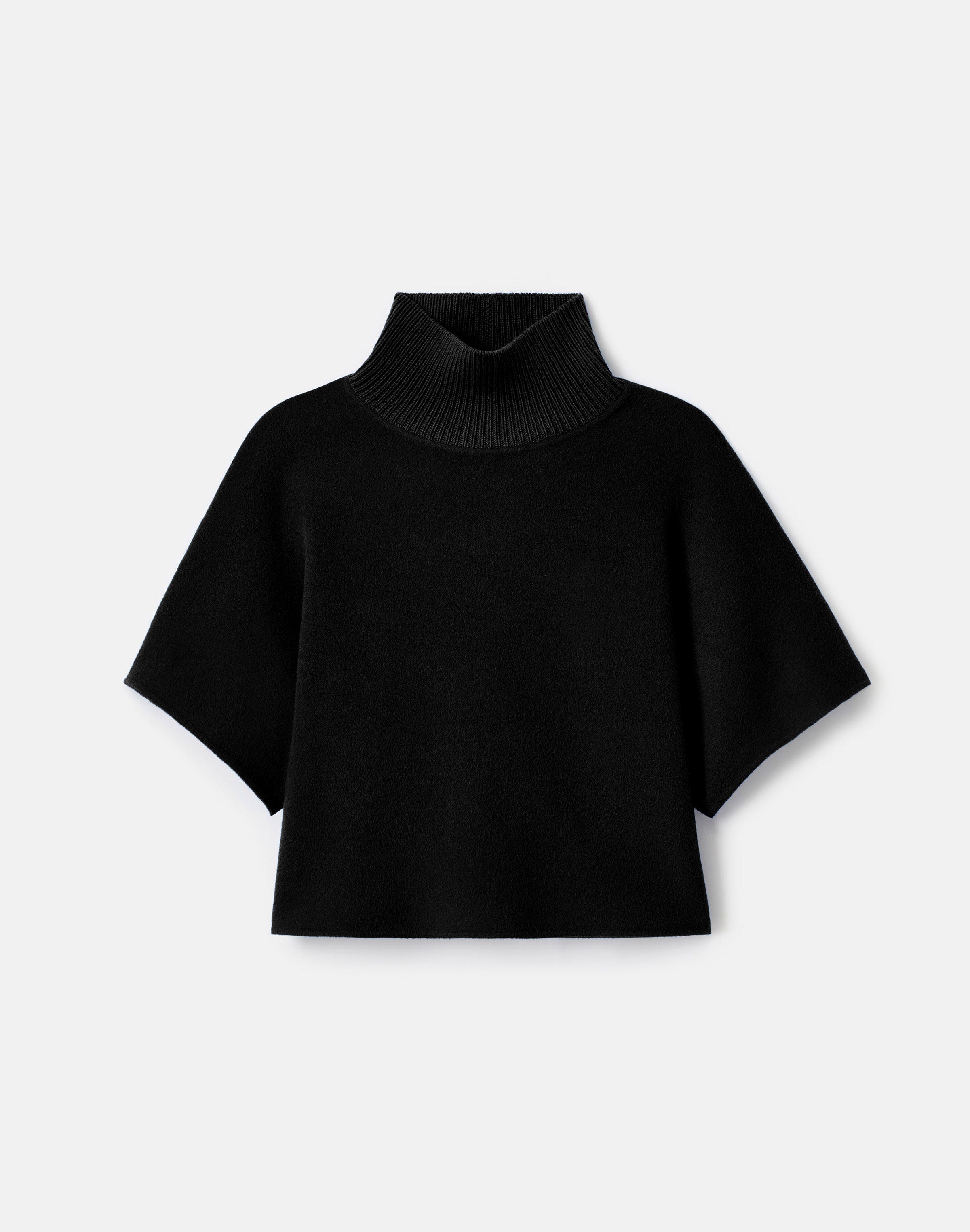 Wool-Cashmere Double Face Knit Collar Top