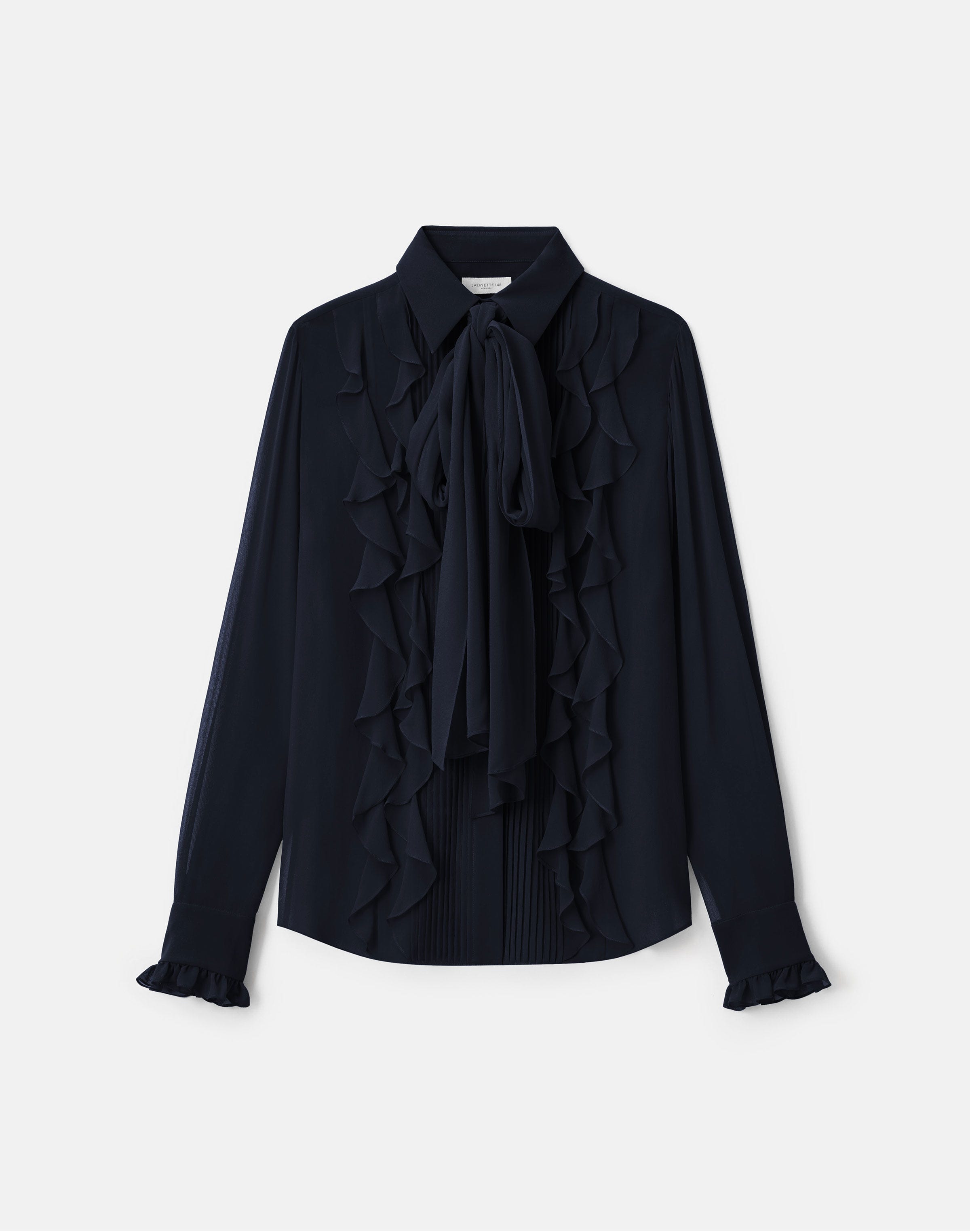 Silk Georgette Ruffle Bow Blouse