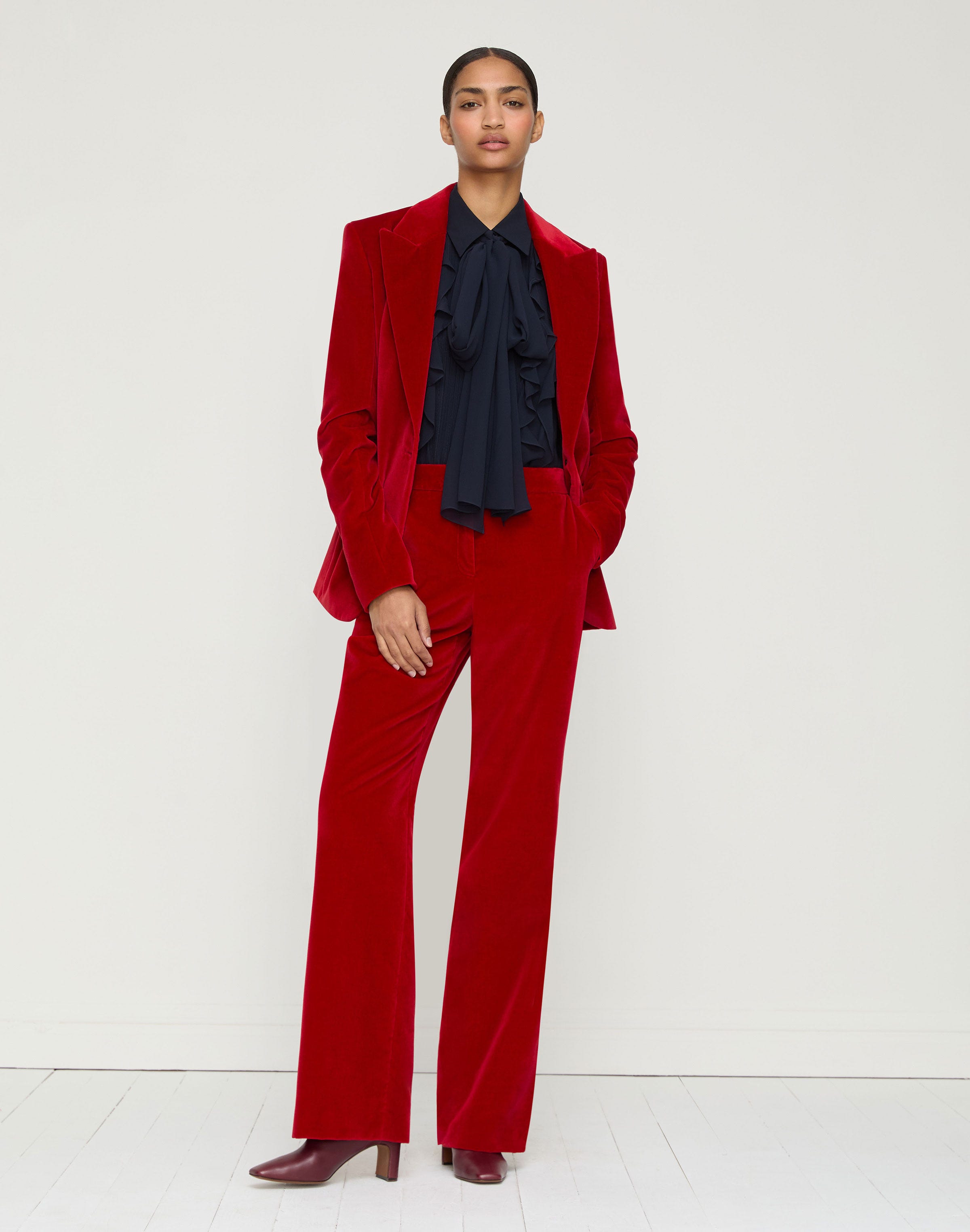Silk Georgette Ruffle Bow Blouse