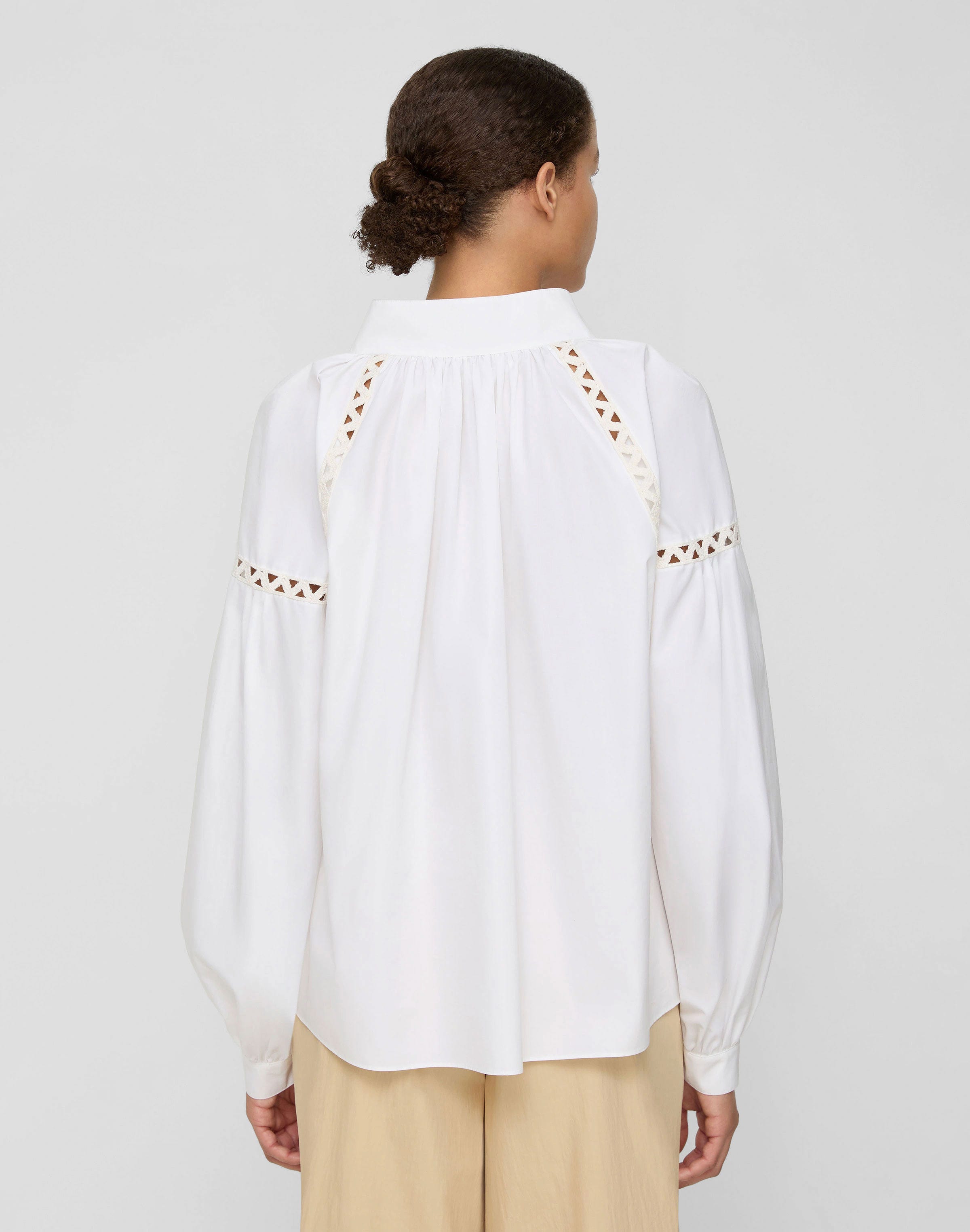 Organic Cotton Poplin Soutache Trim Popover Shirt