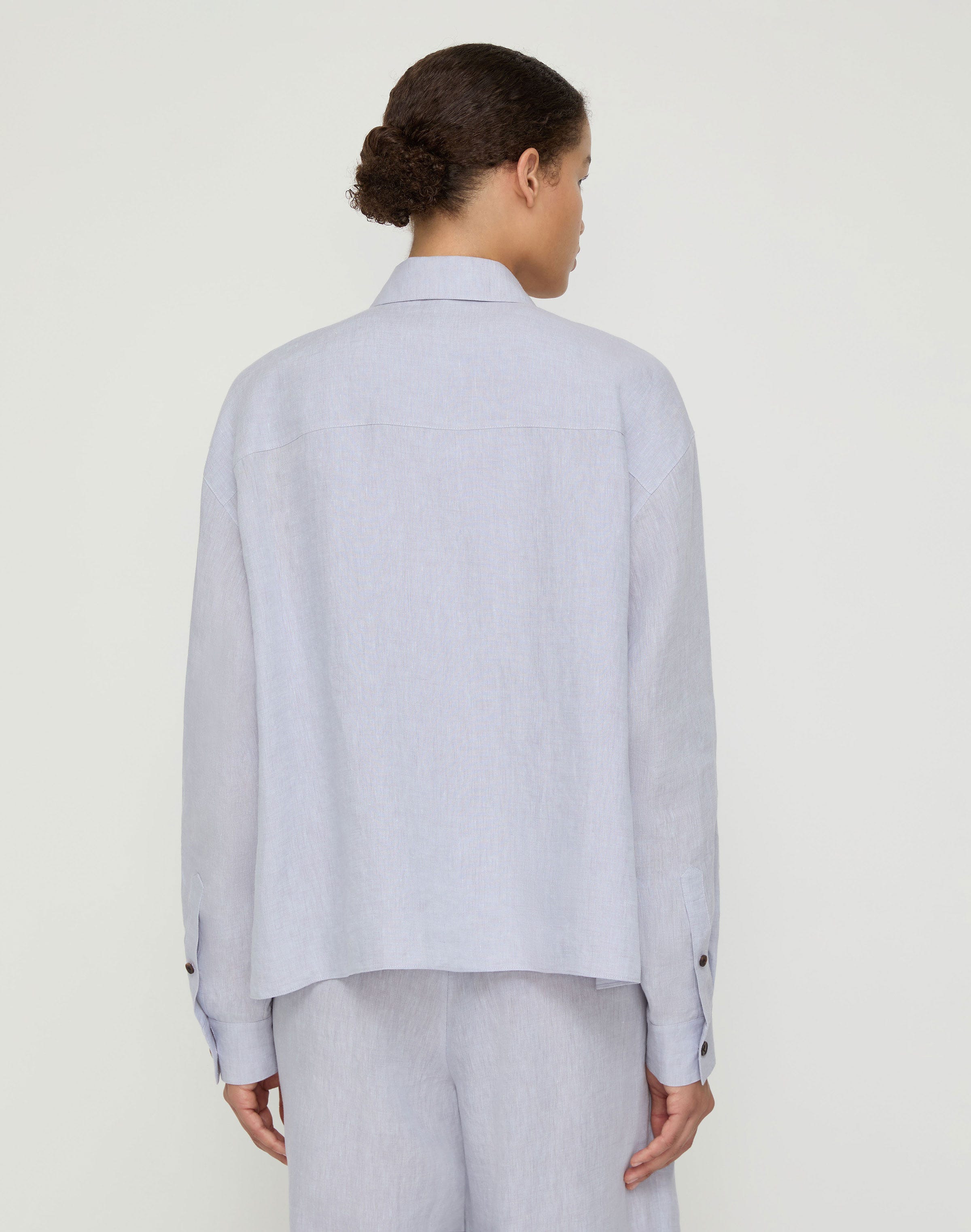 Organic Linen Cropped Boyfriend Shirt
