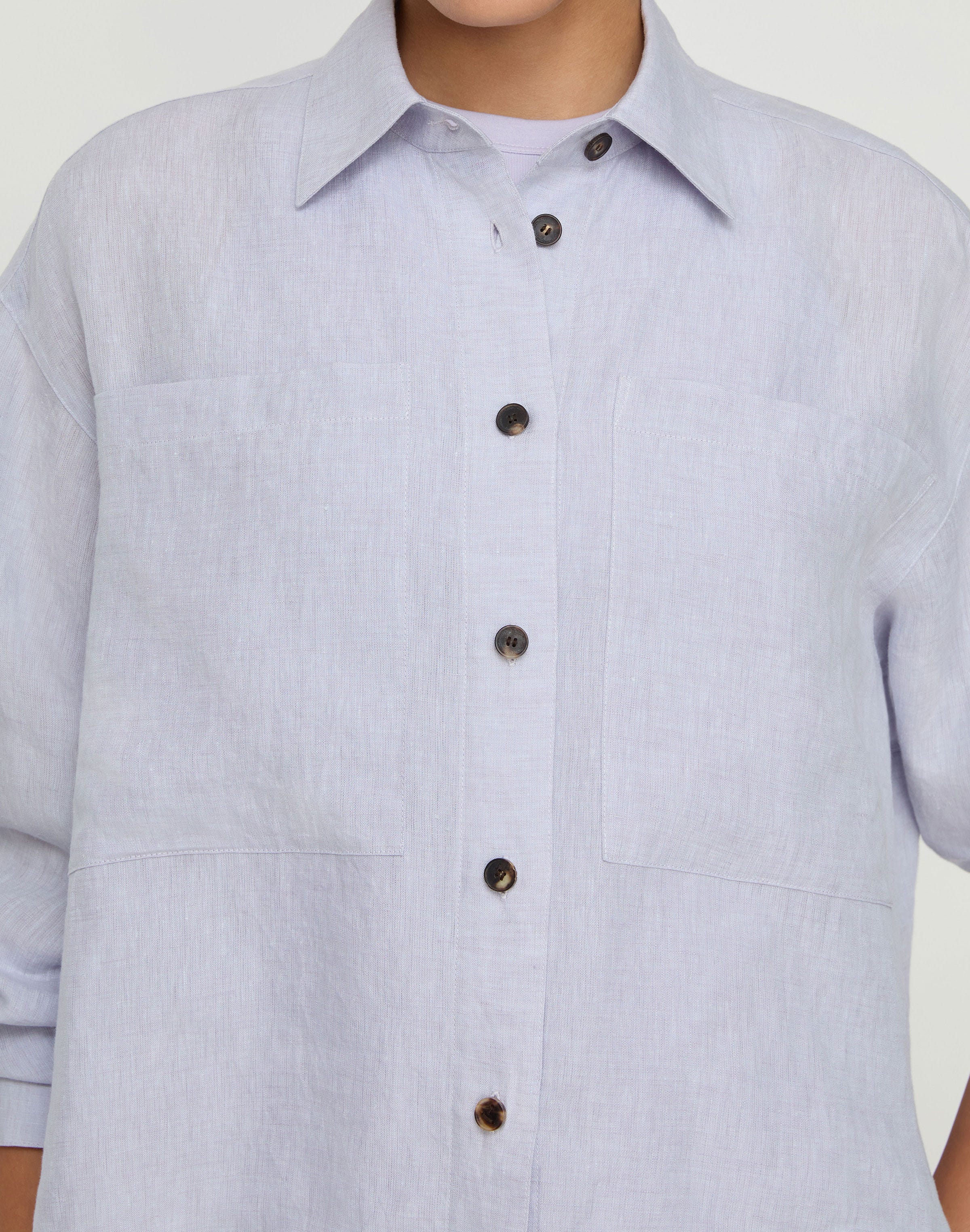 Organic Linen Cropped Boyfriend Shirt