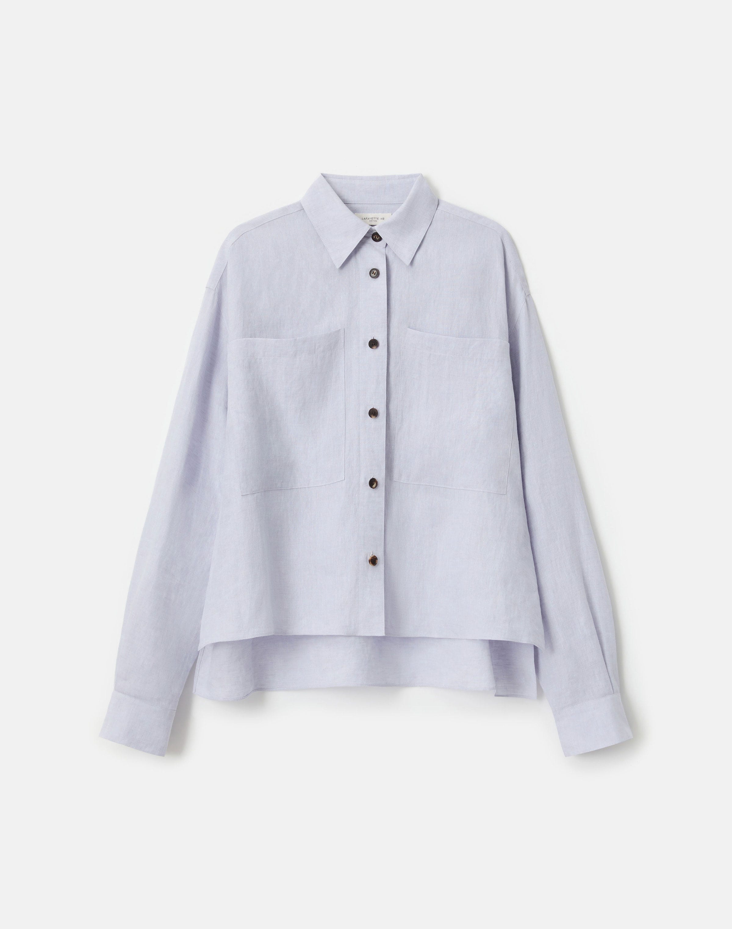 Organic Linen Cropped Boyfriend Shirt