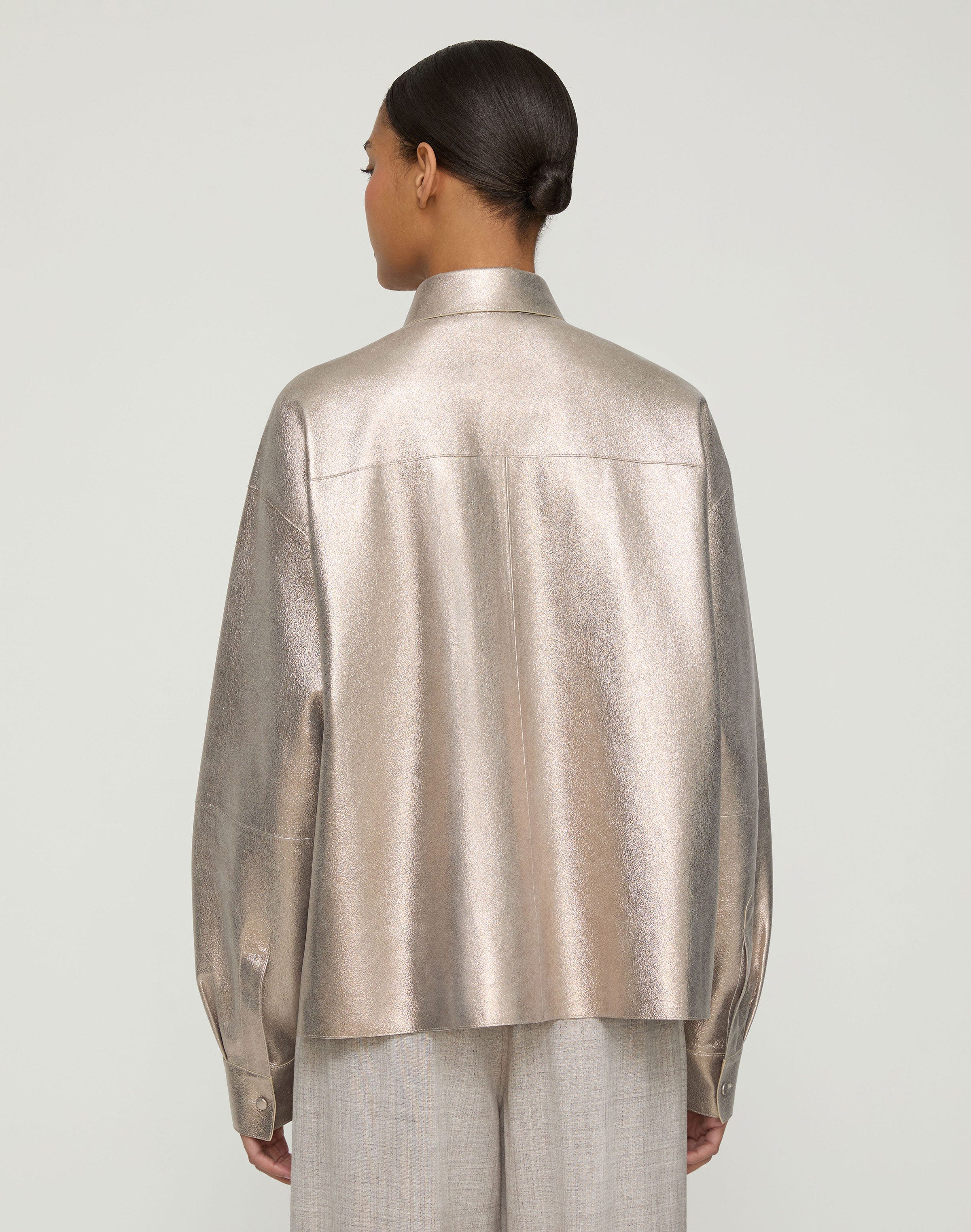 Metallic Stardust Suede Oversized Boyfriend Shirt