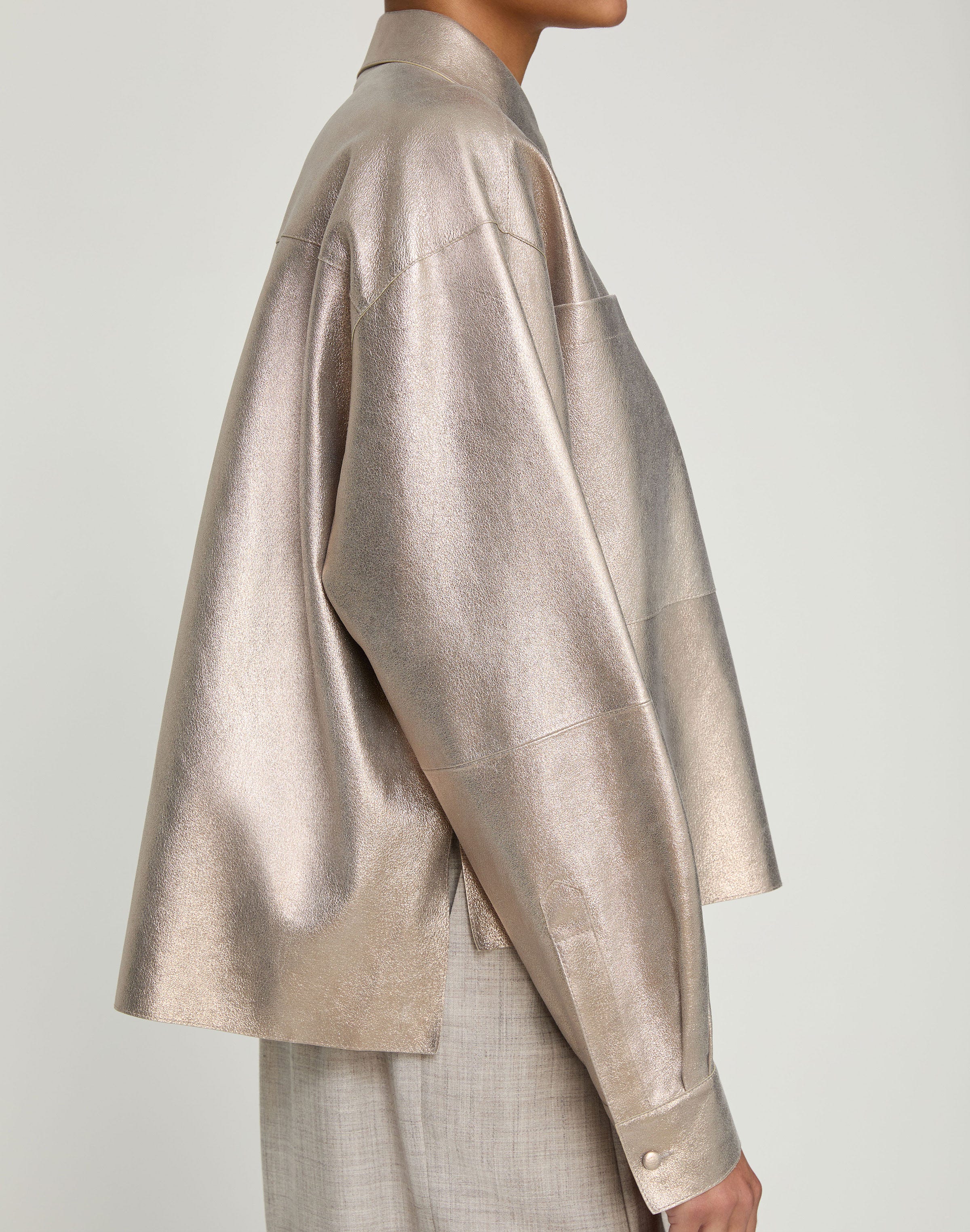Metallic Stardust Suede Oversized Boyfriend Shirt