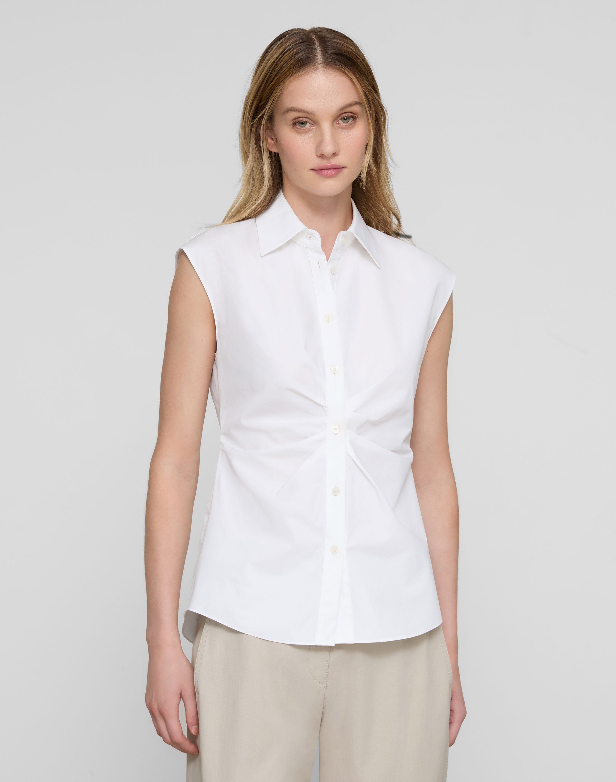 Organic Cotton Poplin Pleated Waist Shirt