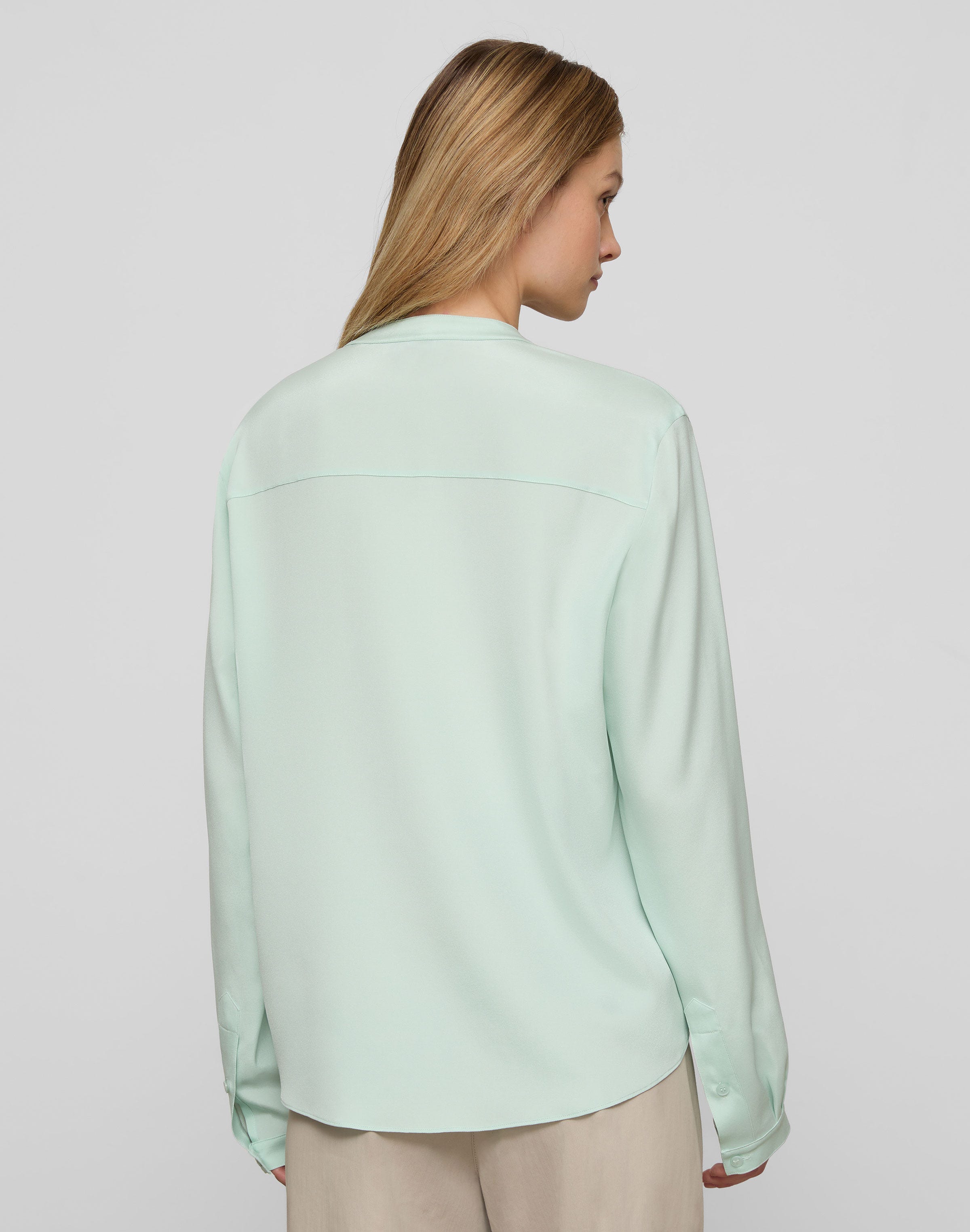 Organic Silk Stretch Georgette Henley Blouse