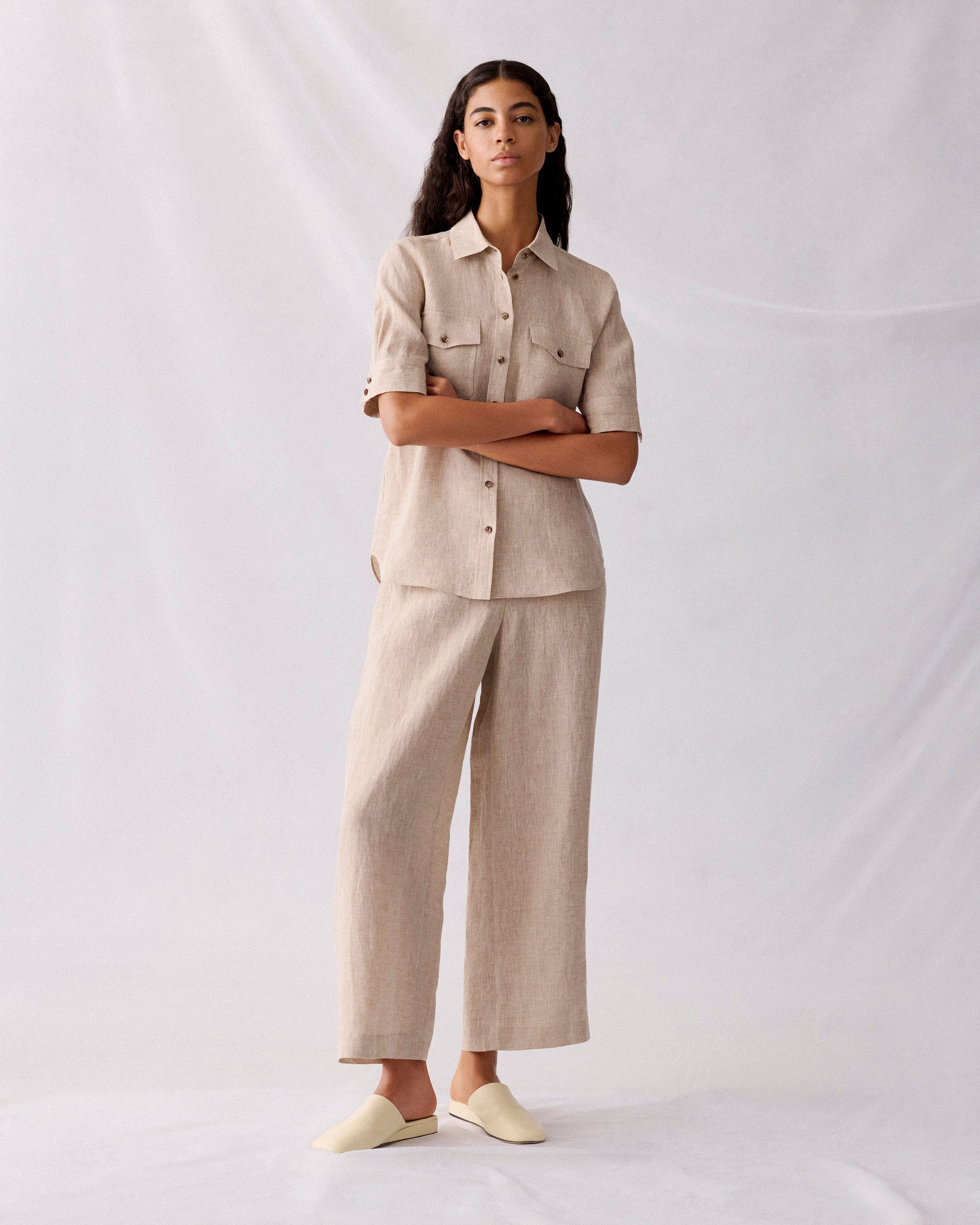 Plus-Size Organic Linen Patch Pocket Shirt