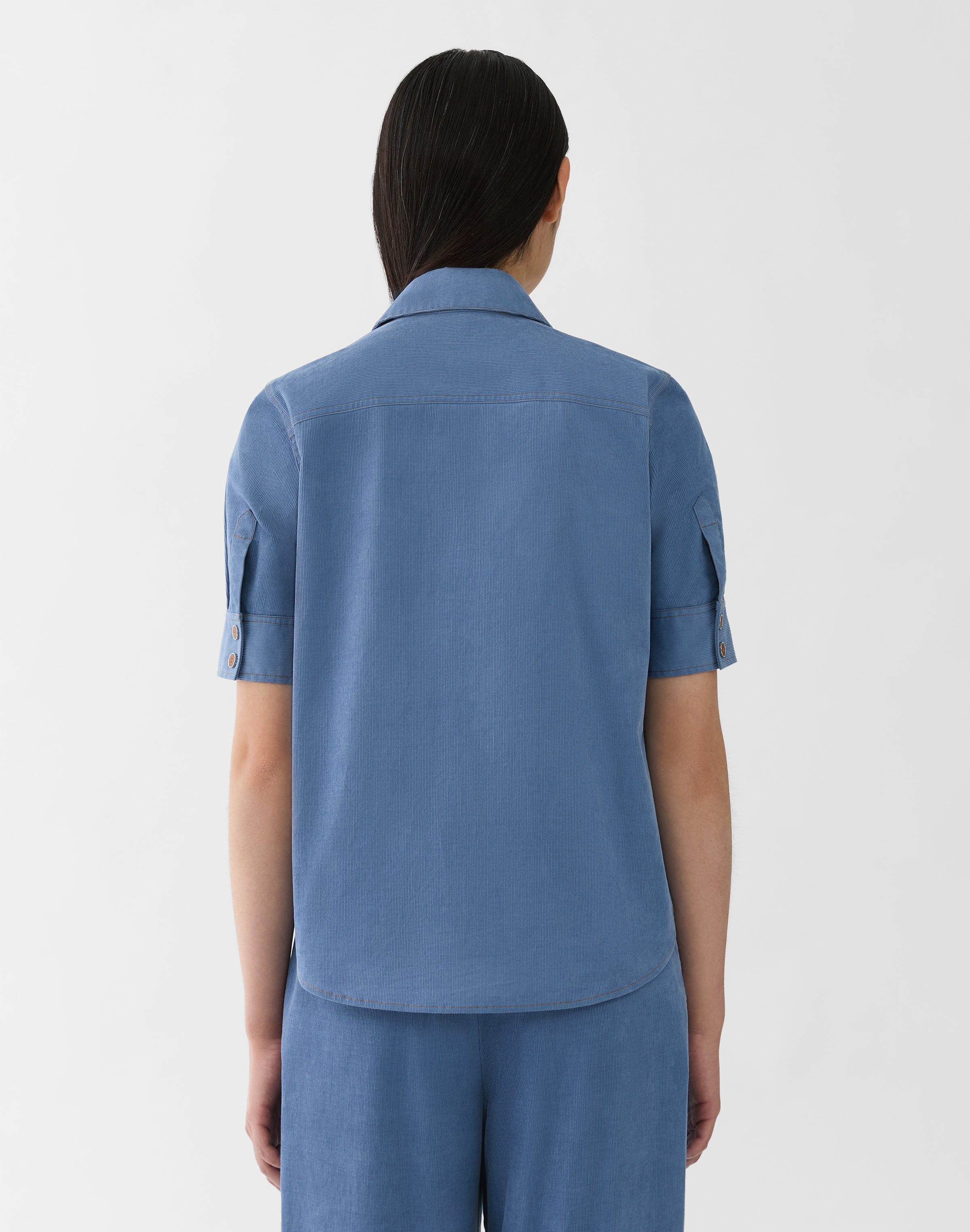 Fine Wale Corduroy Patch Pocket Blouse