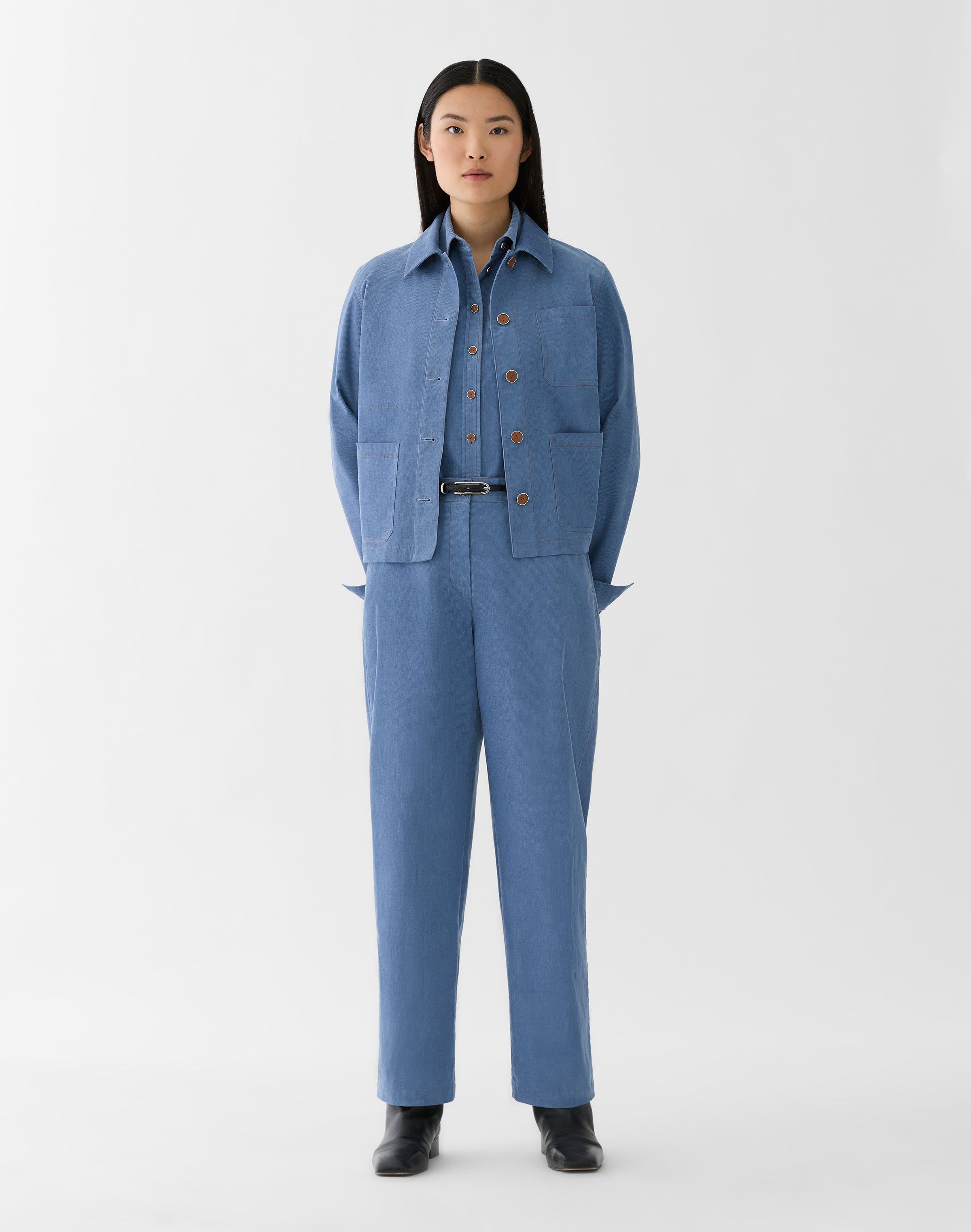Fine Wale Corduroy Patch Pocket Blouse