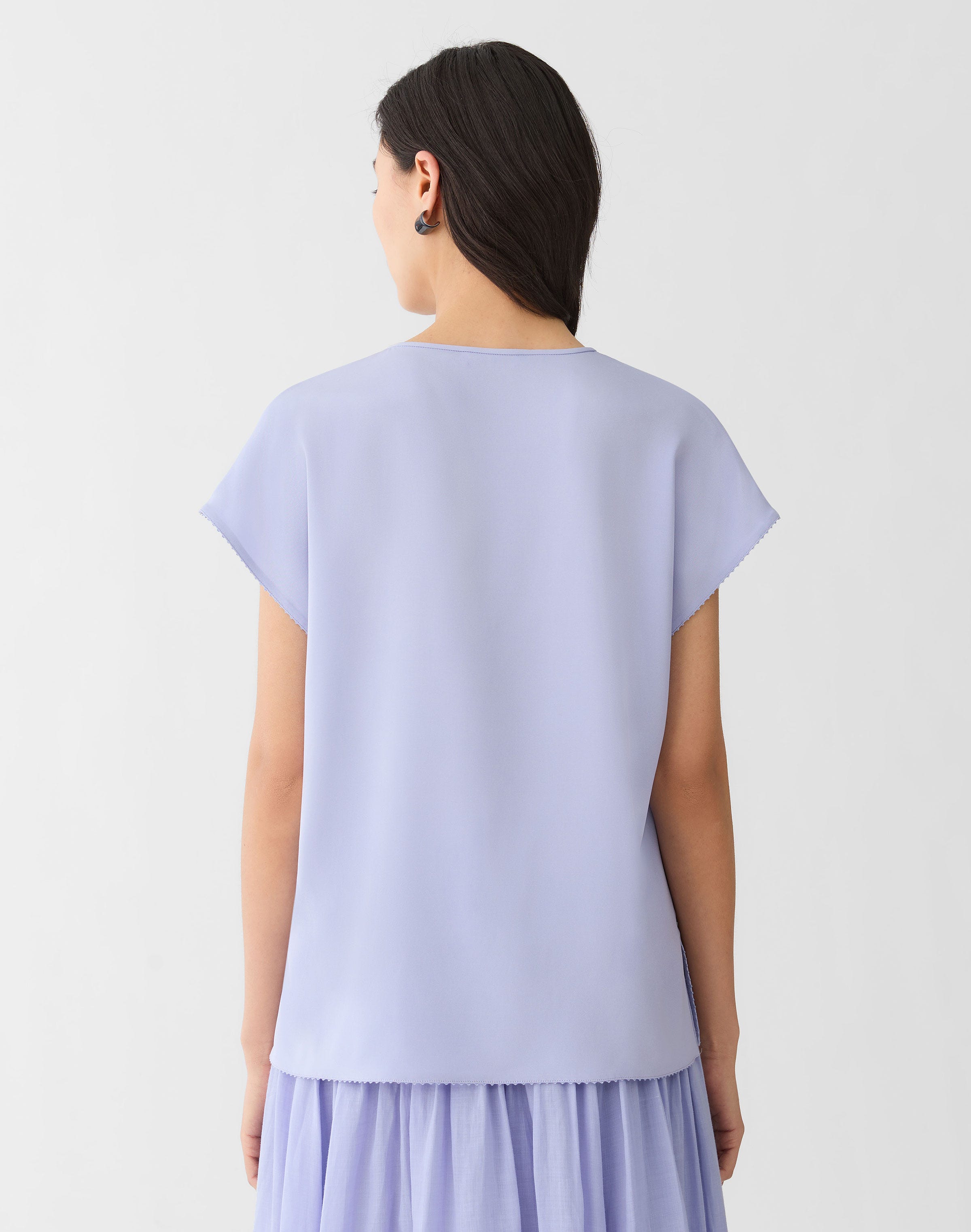Plus-Size Organic Silk Stretch Georgette Keyhole Blouse