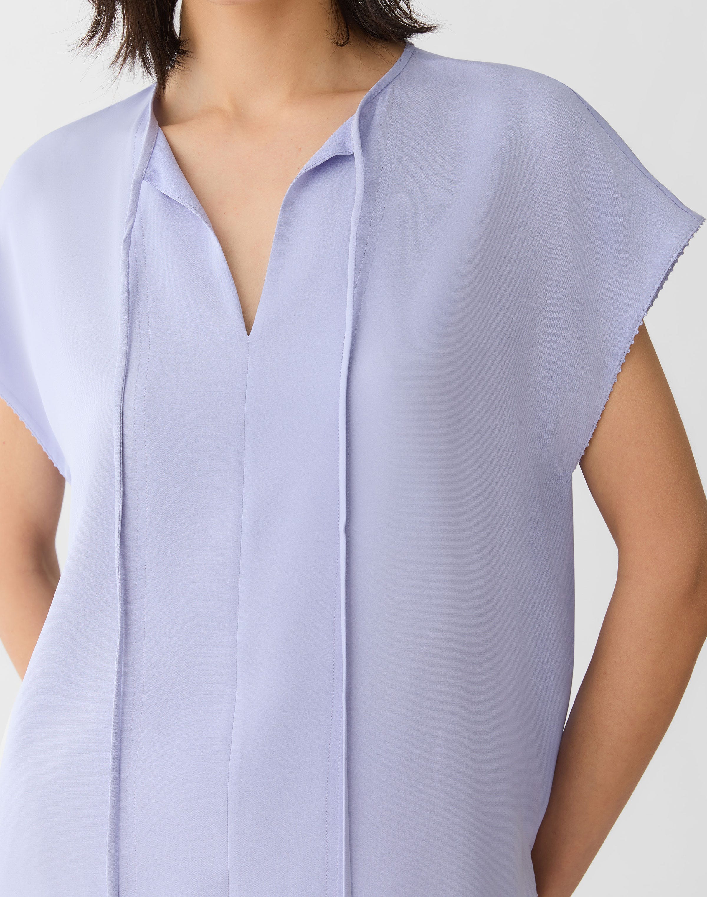 Plus-Size Organic Silk Stretch Georgette Keyhole Blouse