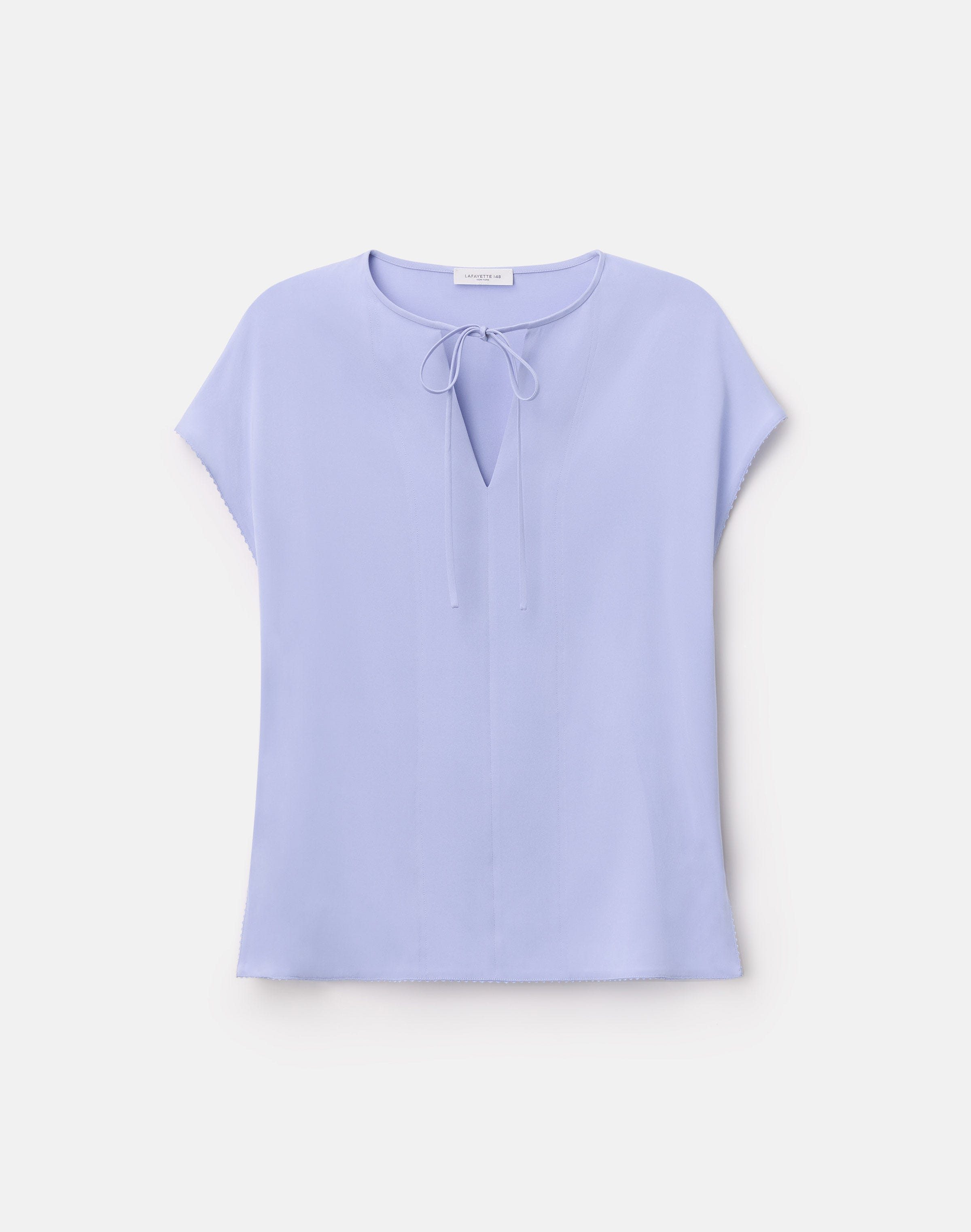 Plus-Size Organic Silk Stretch Georgette Keyhole Blouse