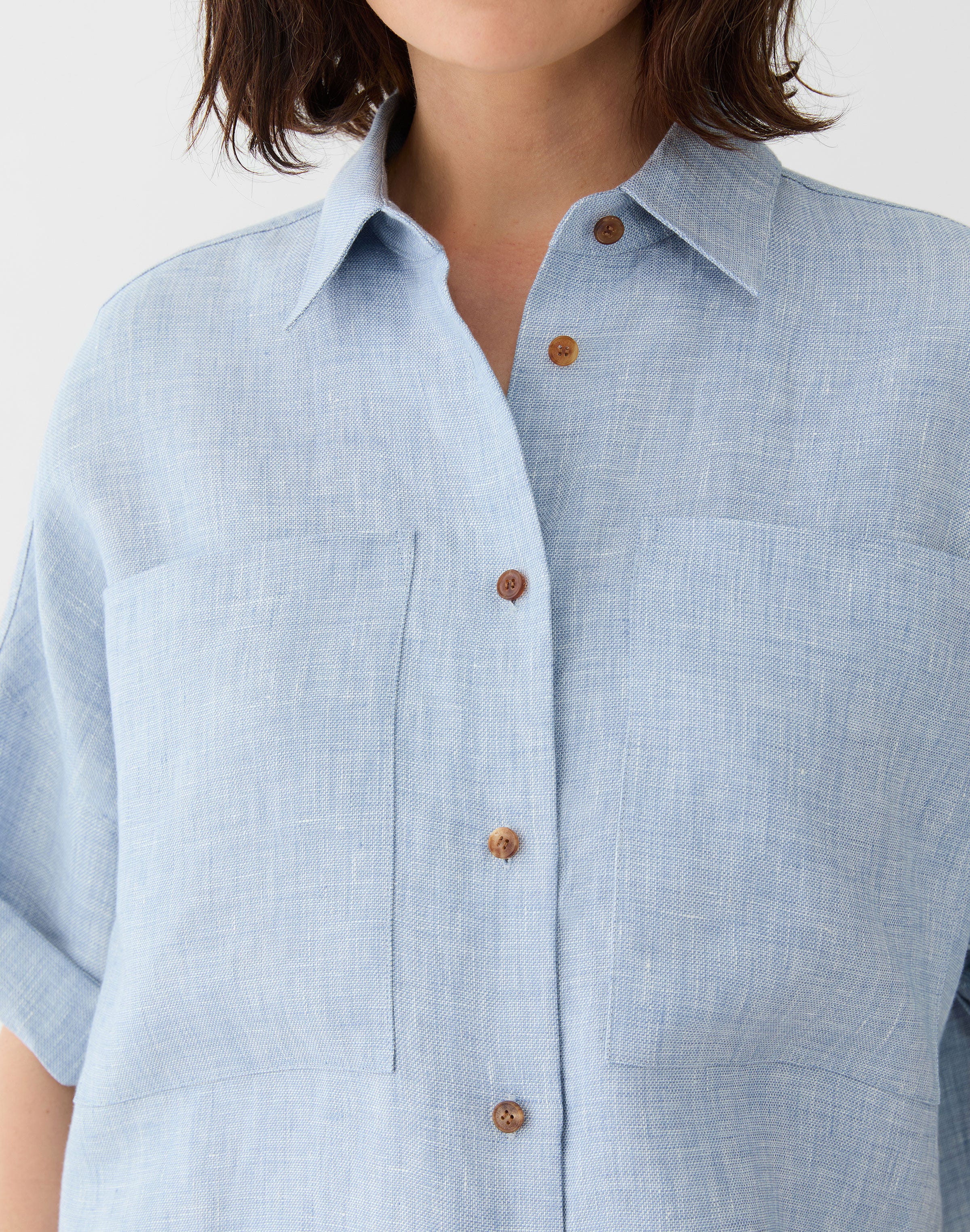Linen Twill Mélange Patch Pocket Shirt
