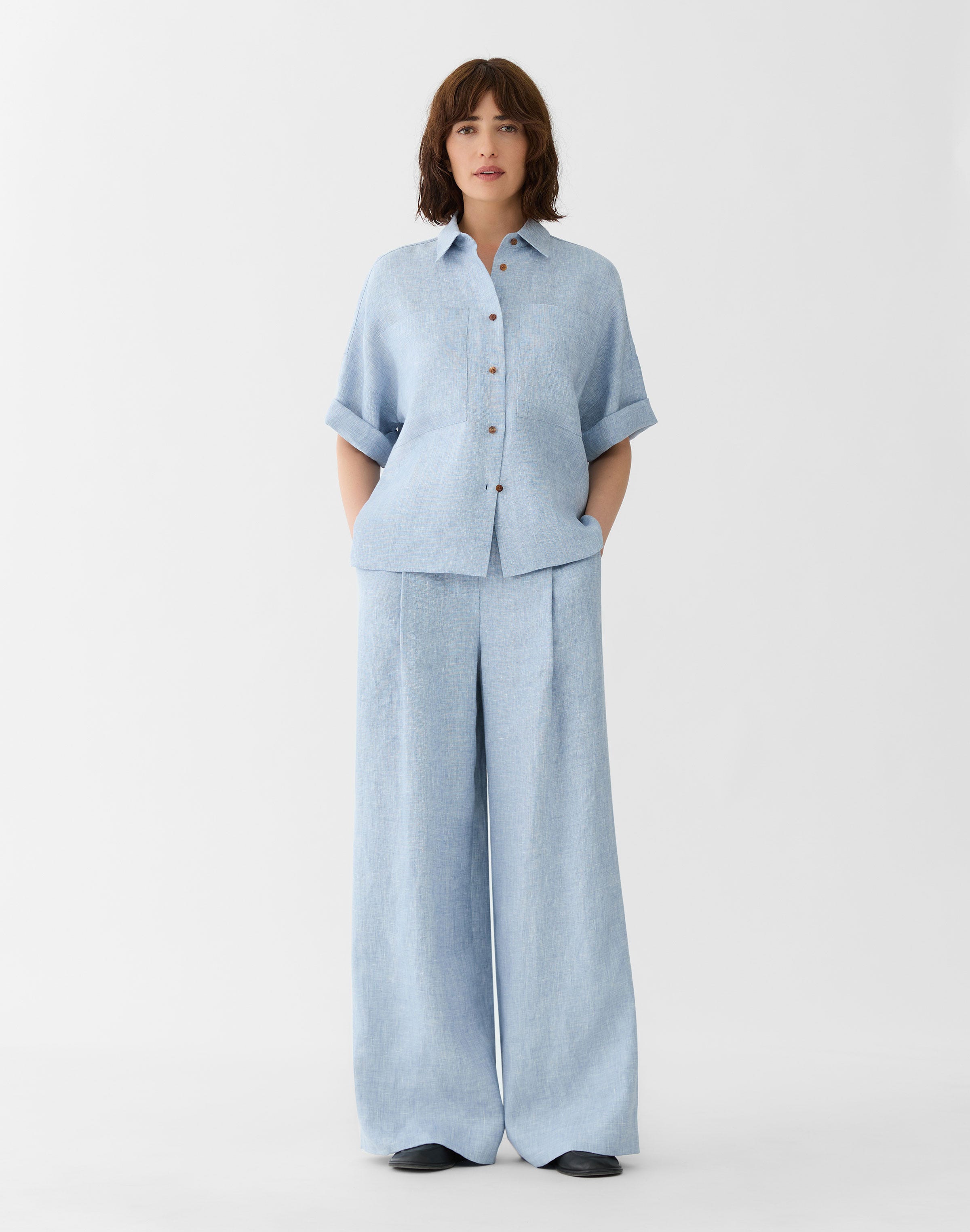 Linen Twill Mélange Patch Pocket Shirt