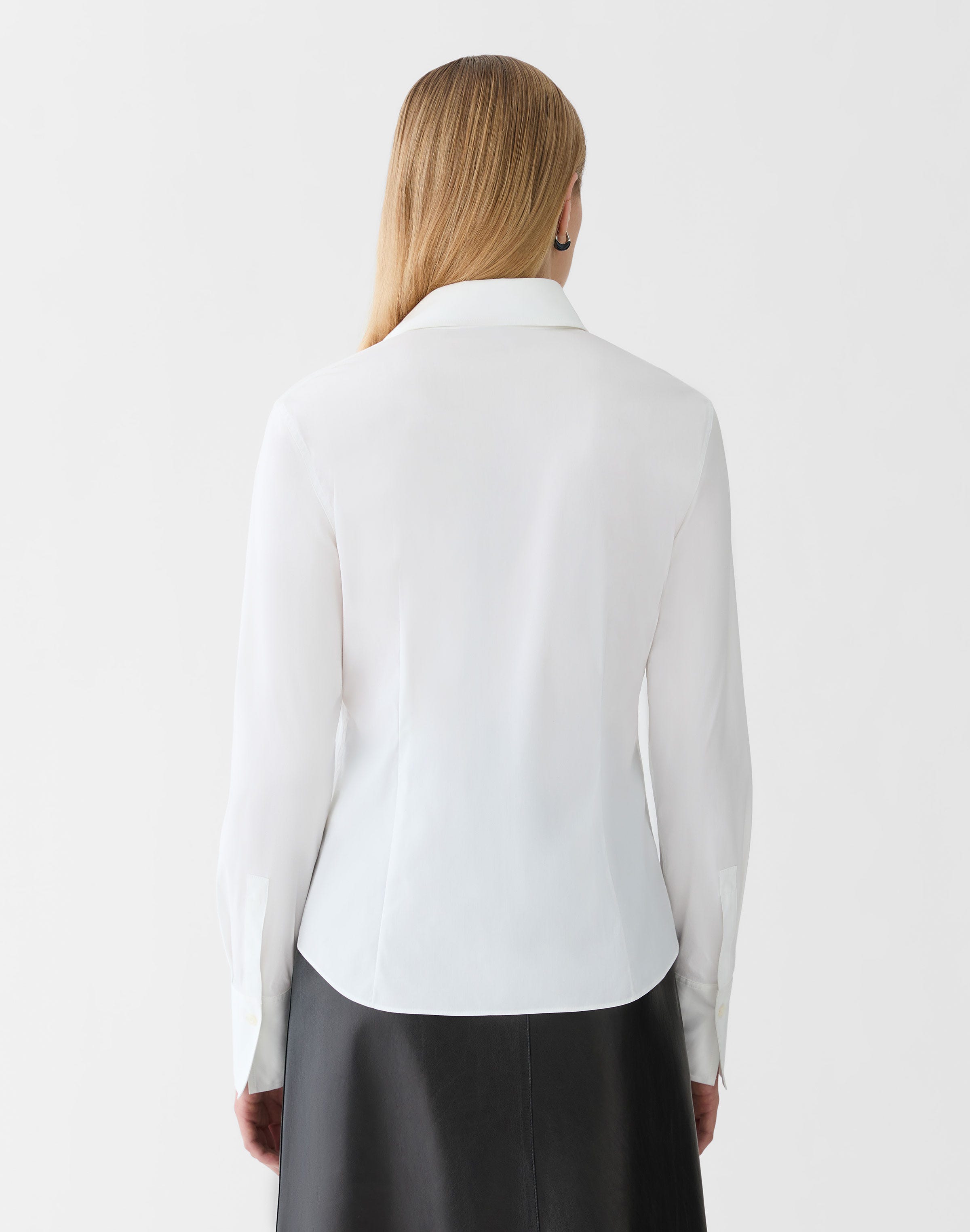 Petite Stretch Cotton Button Front Slim Shirt
