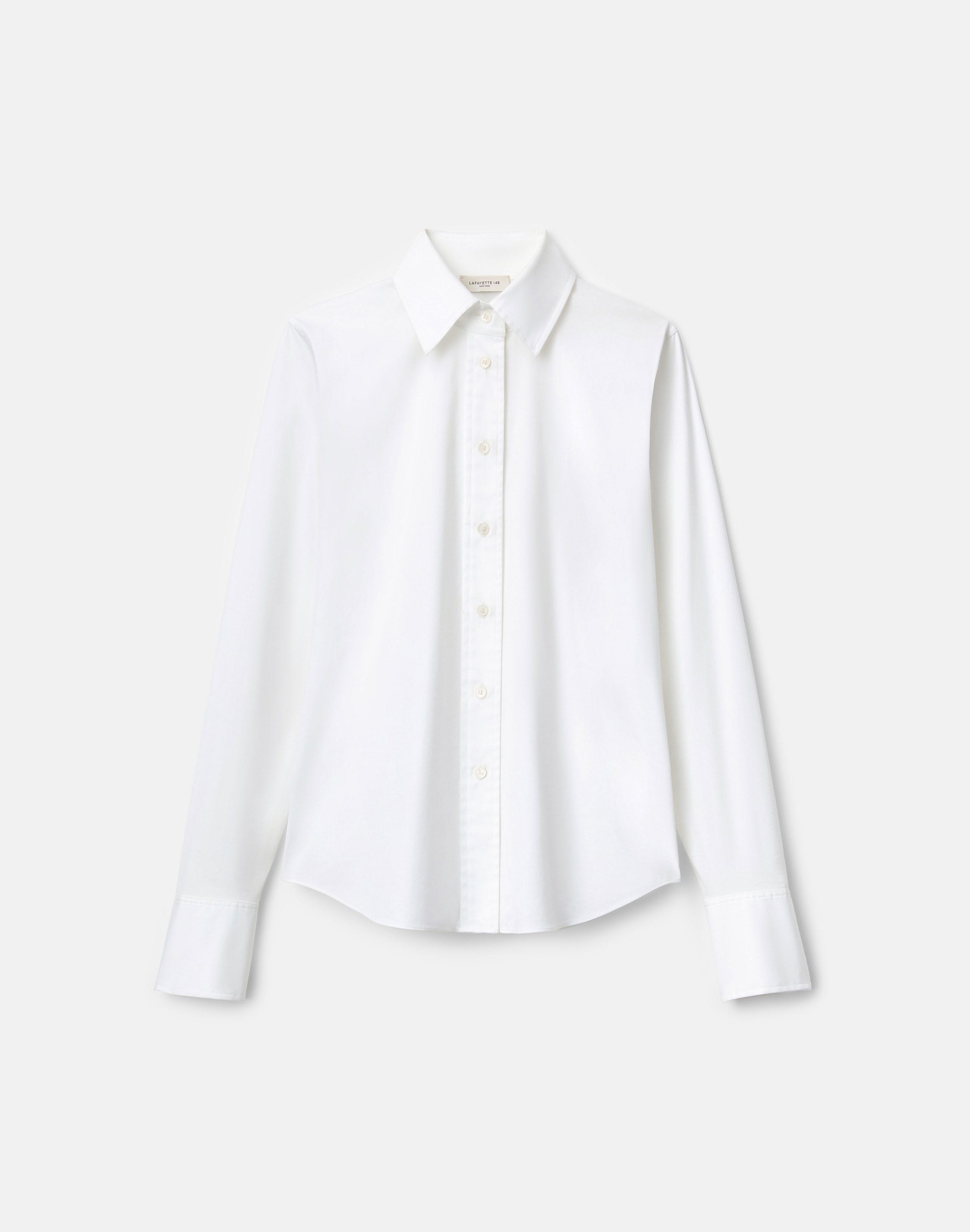 Petite Stretch Cotton Button Front Slim Shirt