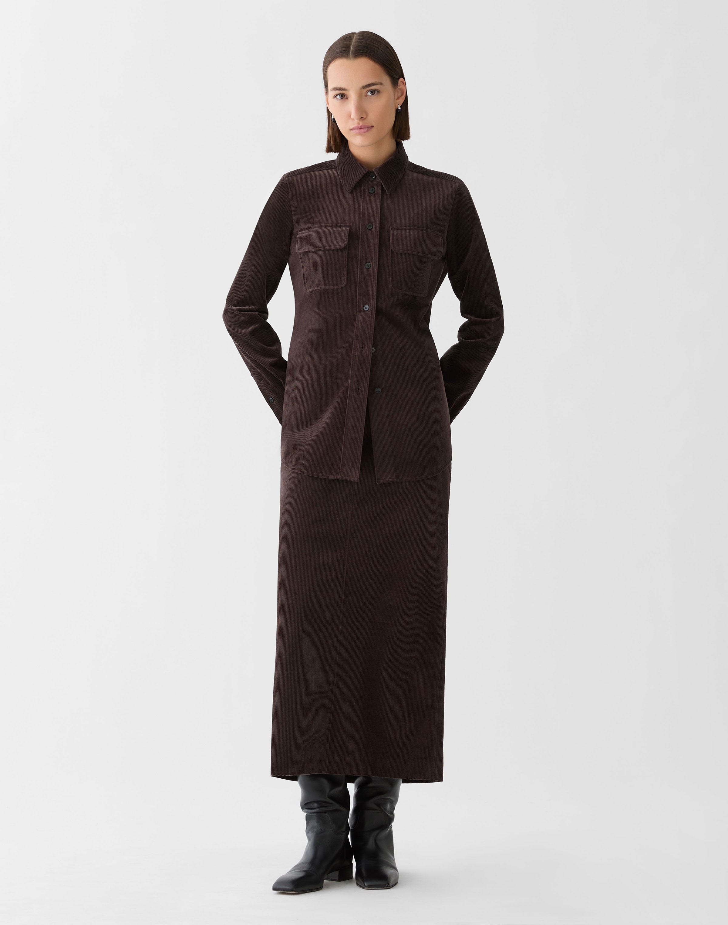 Cotton Corduroy Flap Pocket Shirt