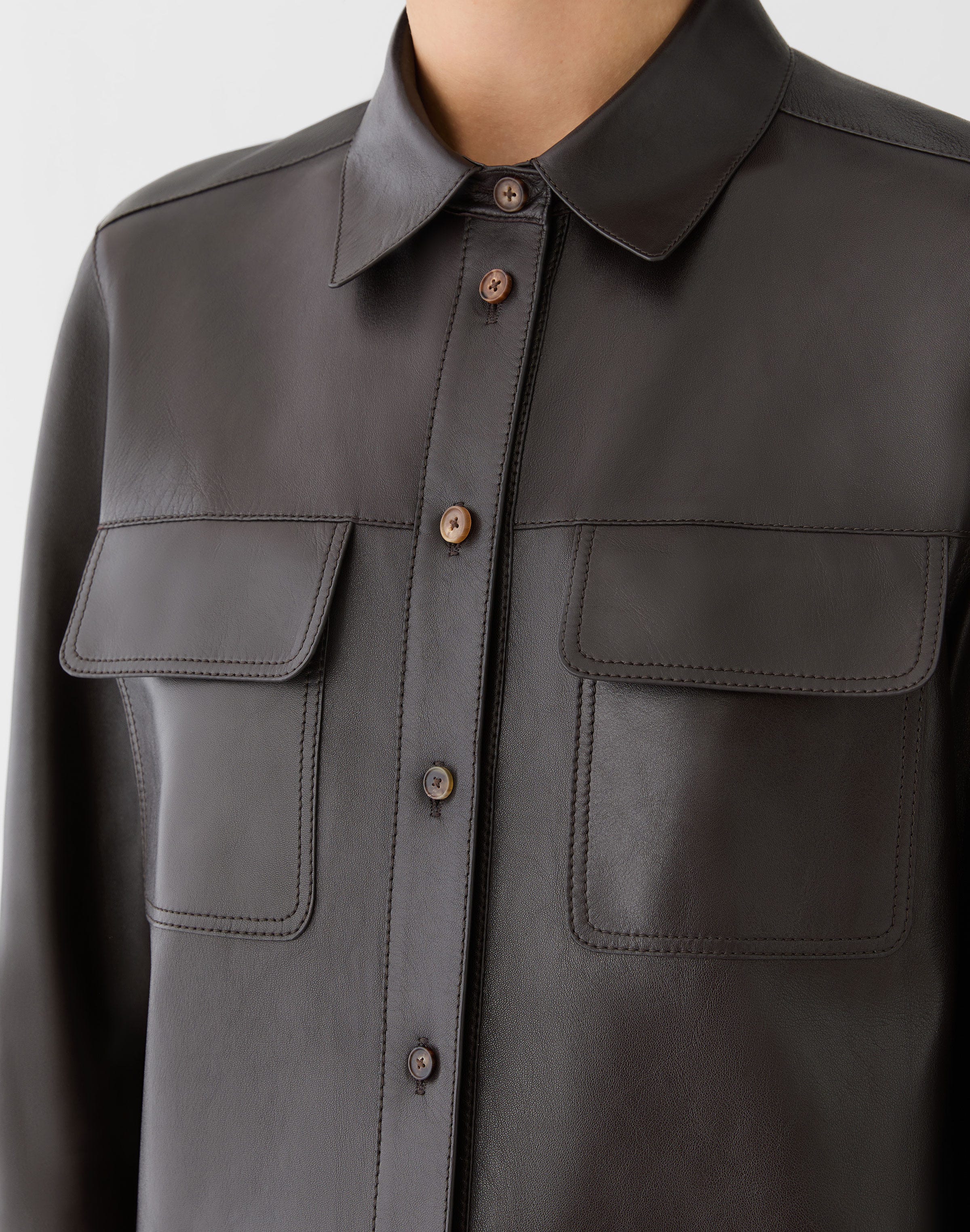 Nappa Leather Flap Pocket Shirt