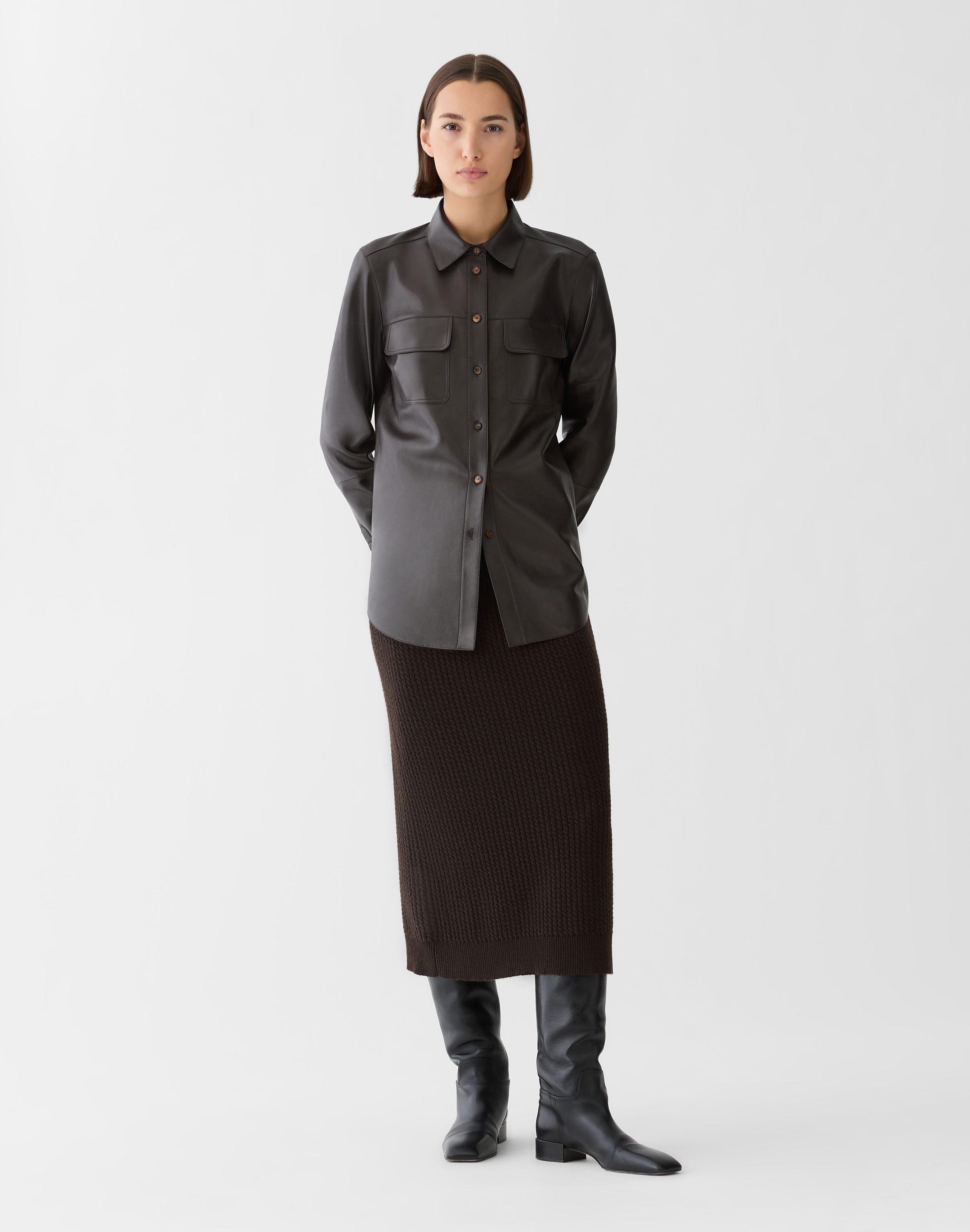 Nappa Leather Flap Pocket Shirt