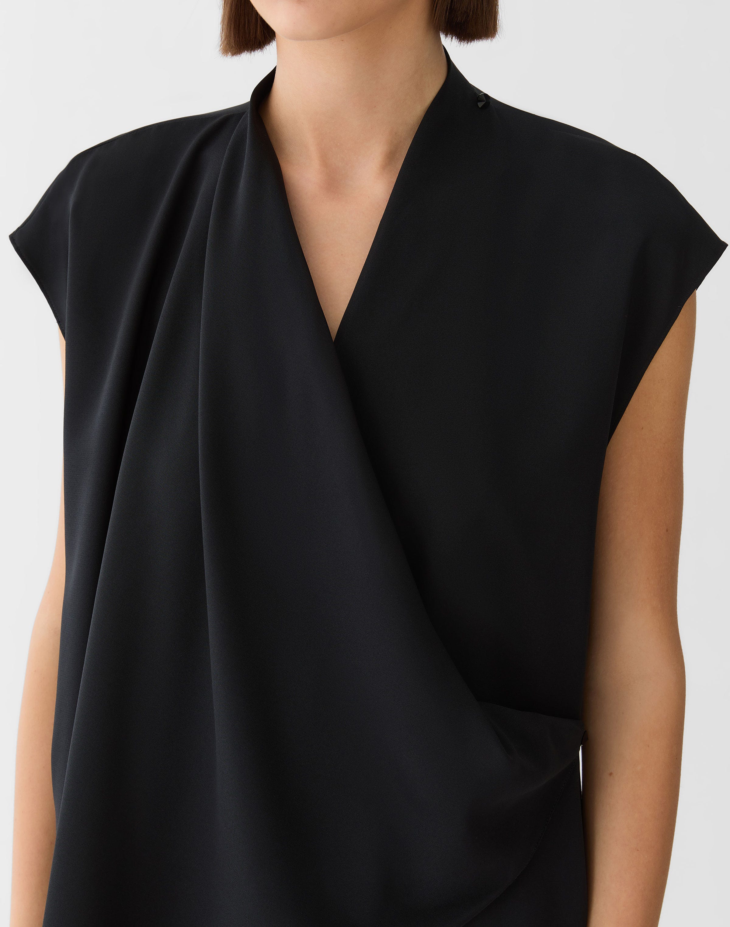 Organic Silk Stretch Georgette Convertible Draped Blouse