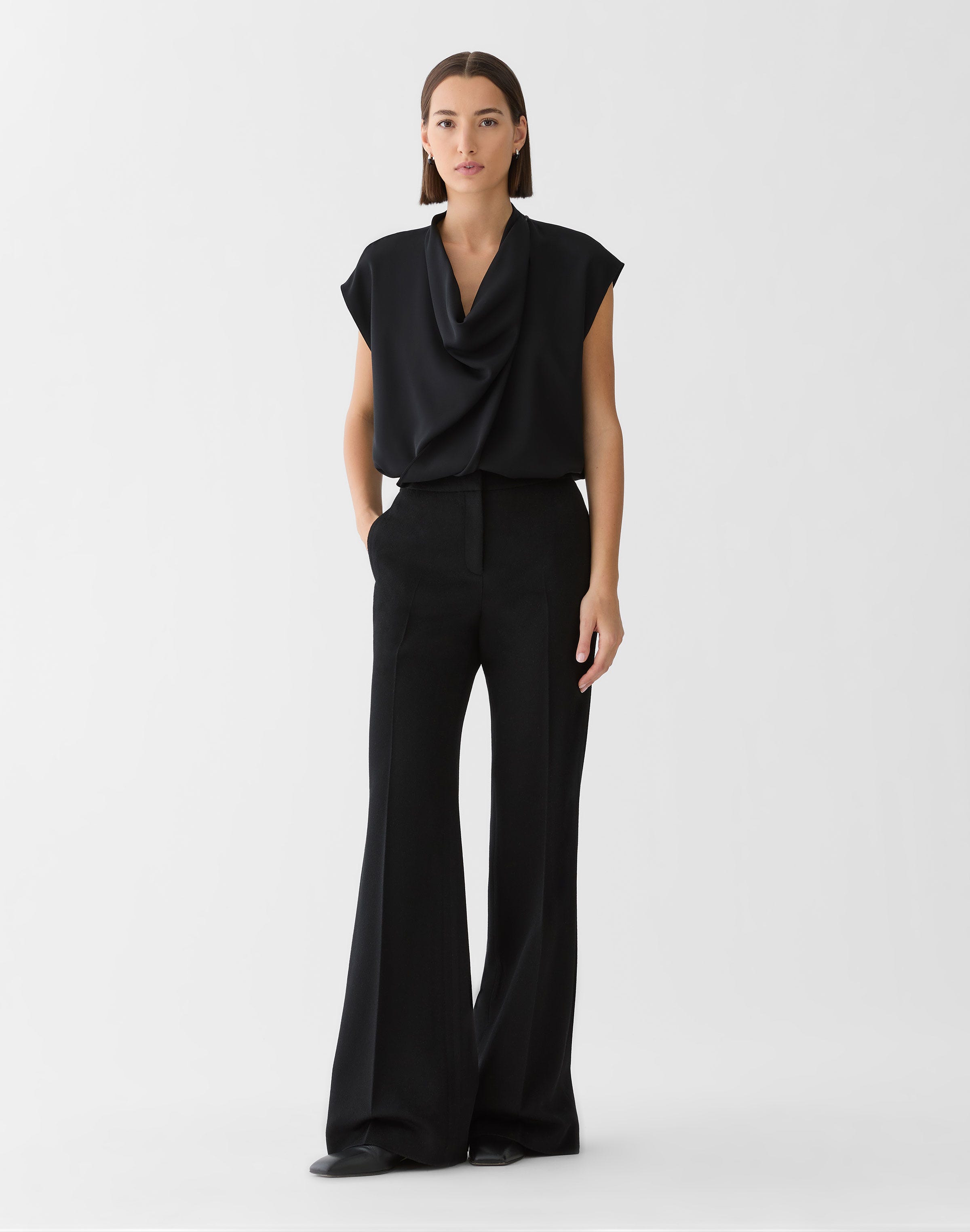 Organic Silk Stretch Georgette Convertible Draped Blouse