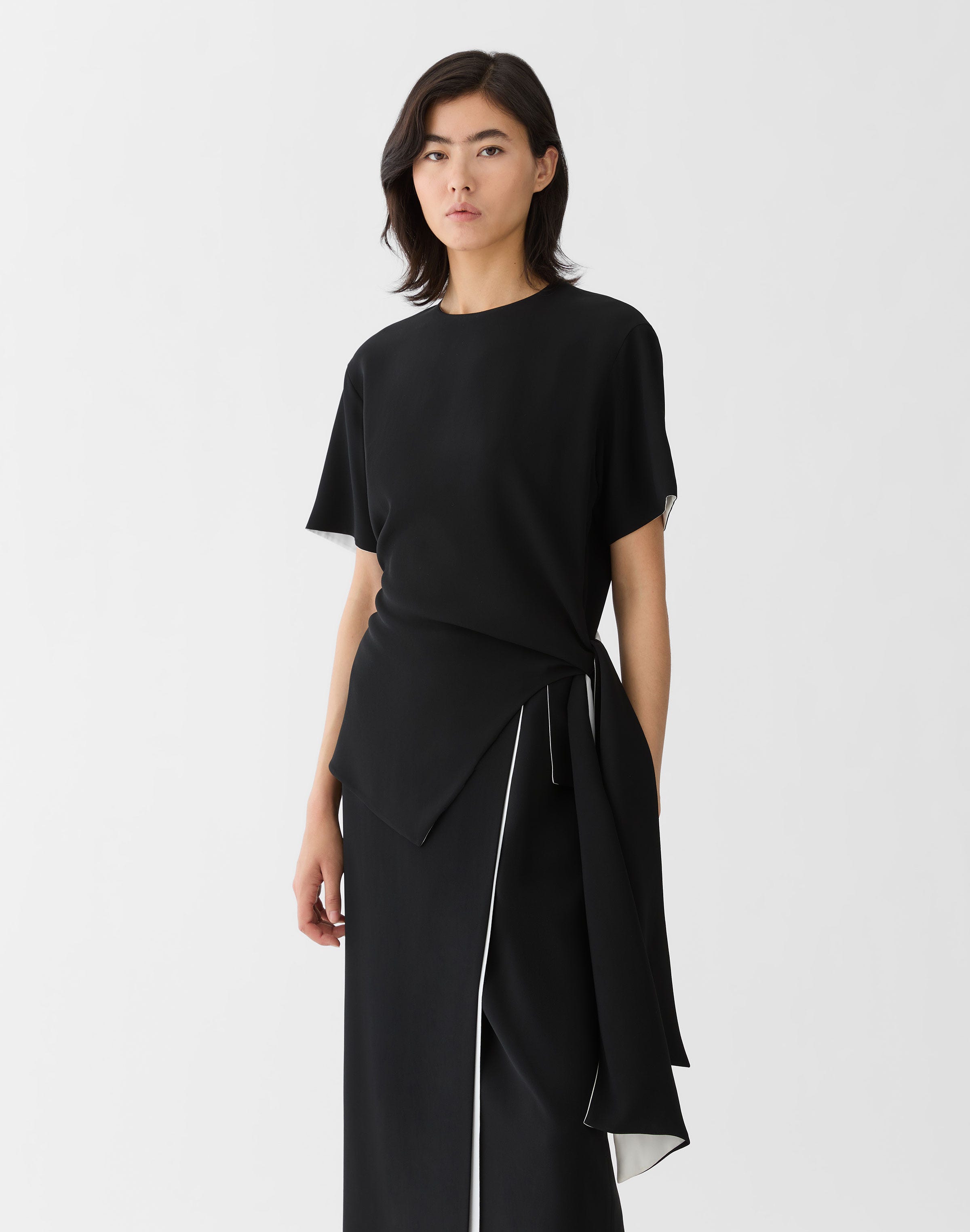 Responsible Finesse Crepe Reversible Side Tie Blouse