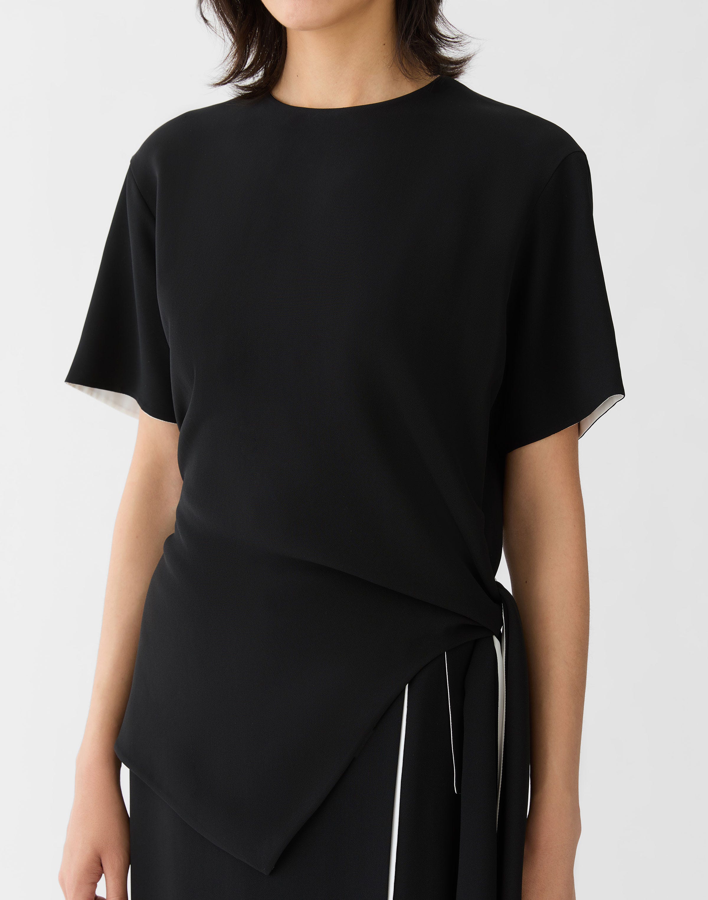 Responsible Finesse Crepe Reversible Side Tie Blouse