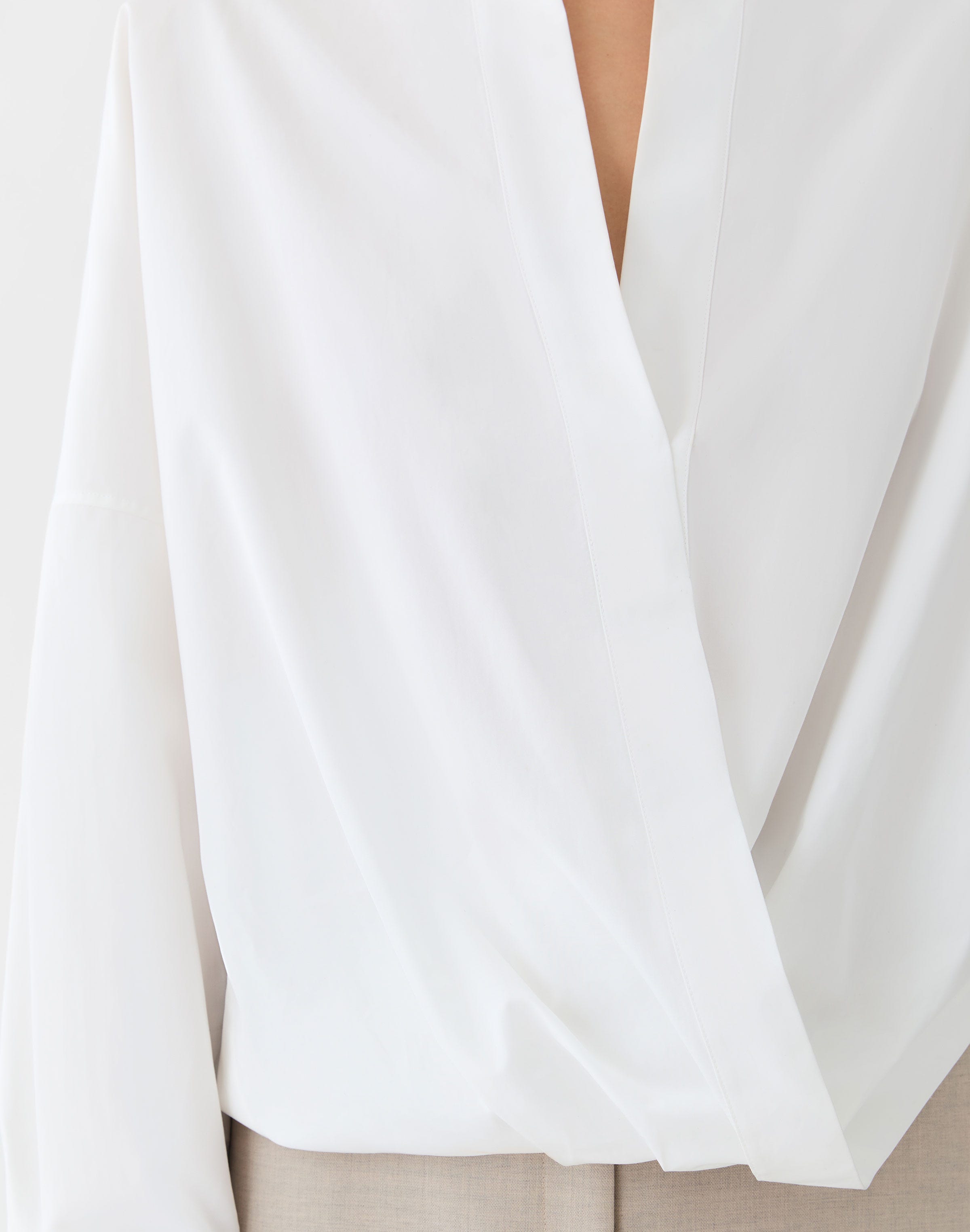 Organic Cotton Poplin Popover Wrap Shirt