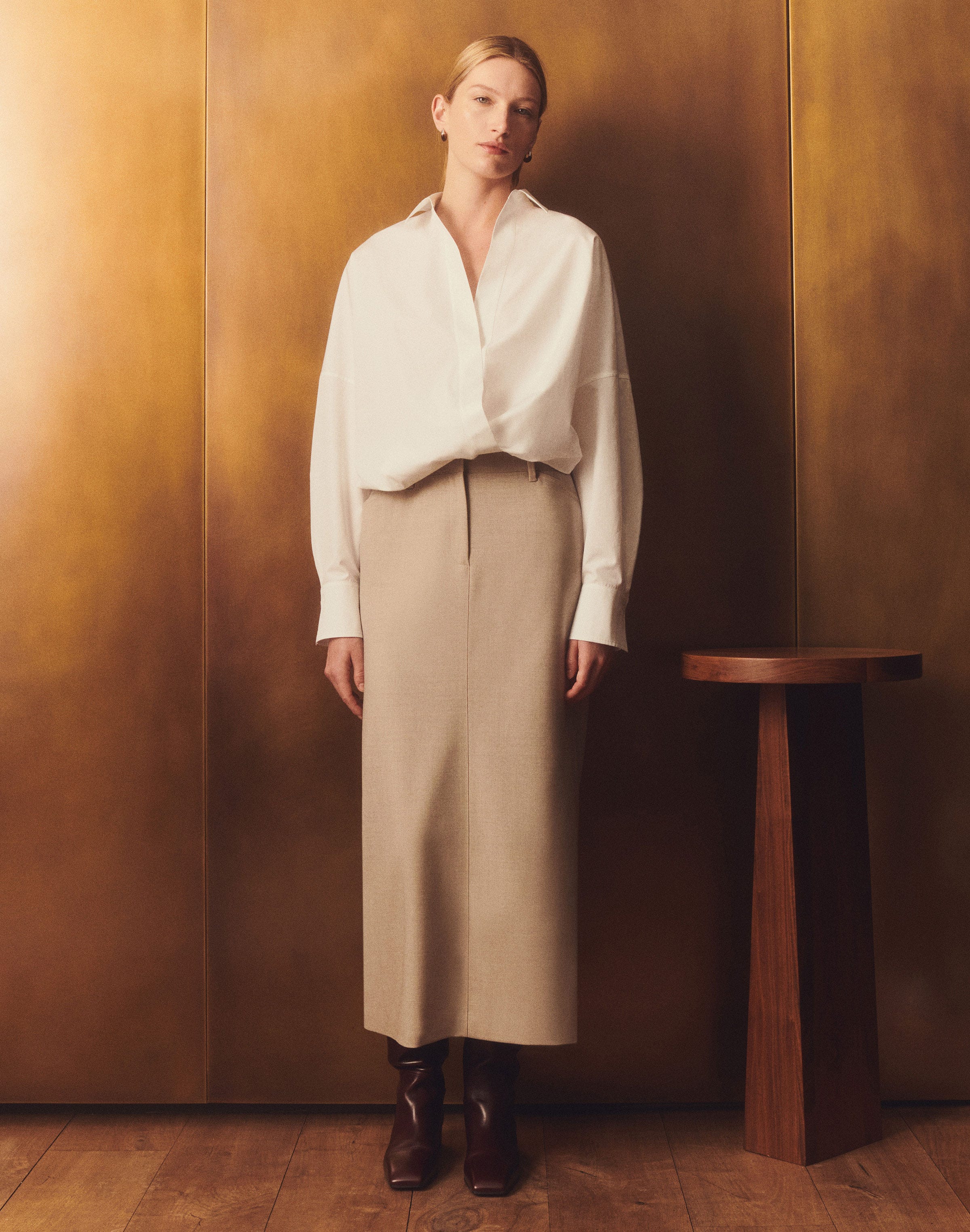 Organic Cotton Poplin Popover Wrap Shirt