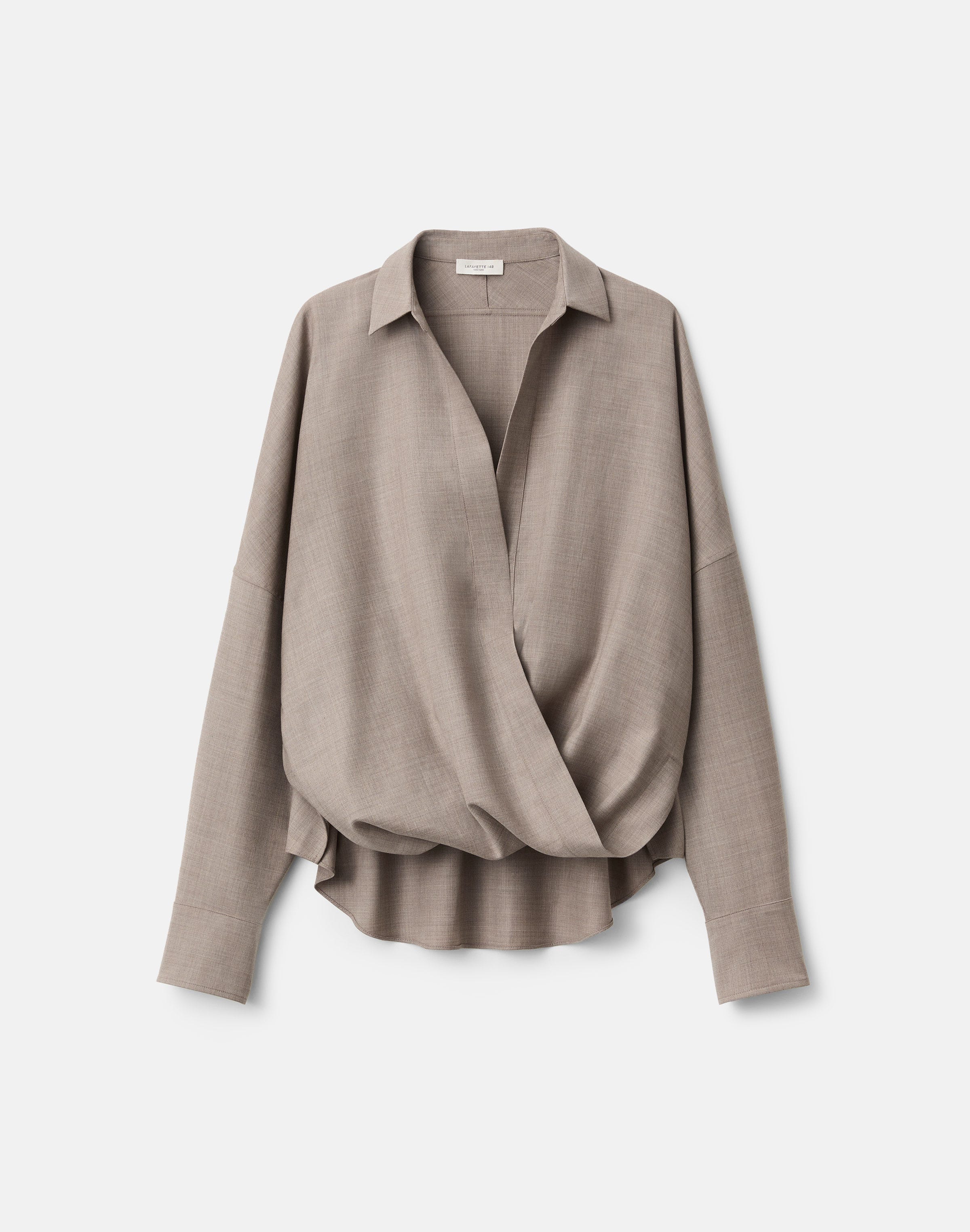 Fluid Wool Popover Wrap Shirt