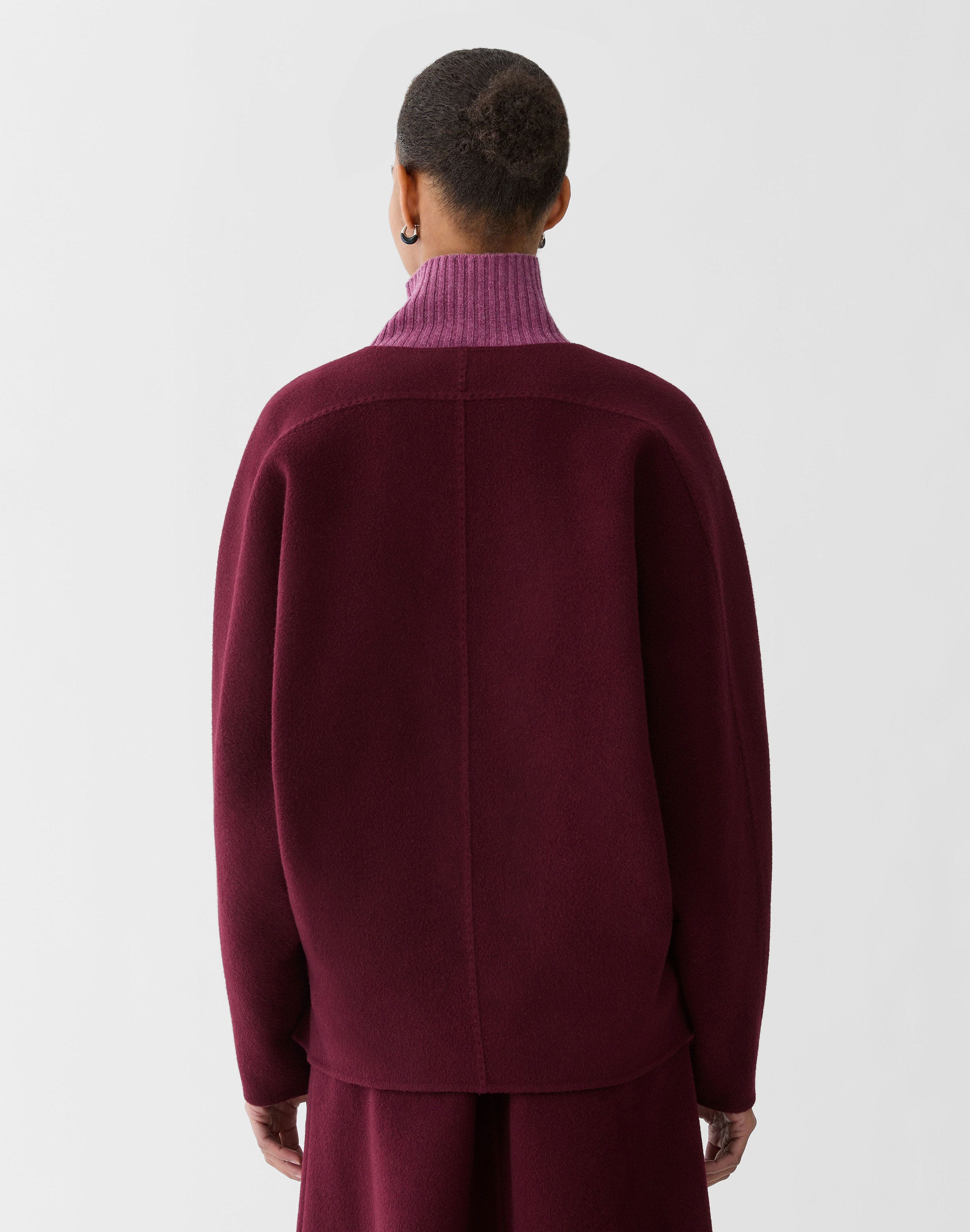 Wool-Cashmere Double Face Oversized Popover Blouse