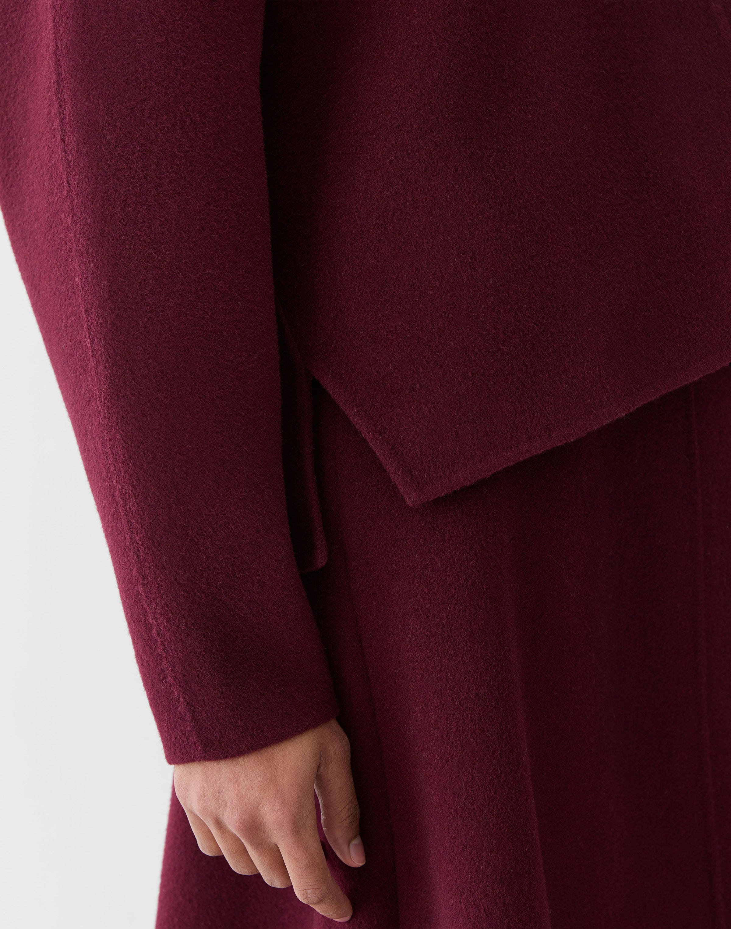 Wool-Cashmere Double Face Oversized Popover Blouse