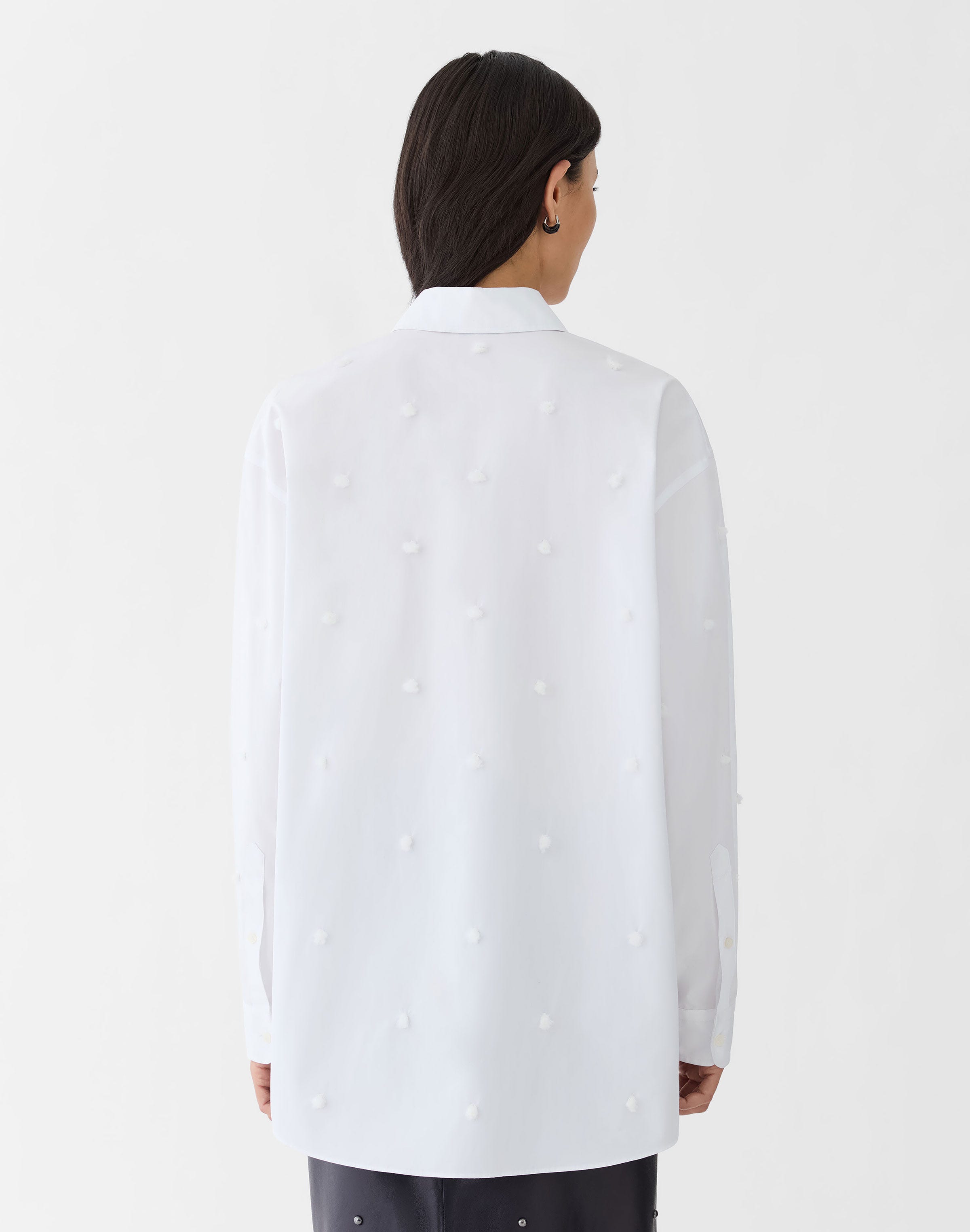 Plus-Size Organic Cotton Poplin Hand Embroidered Oversized Shirt