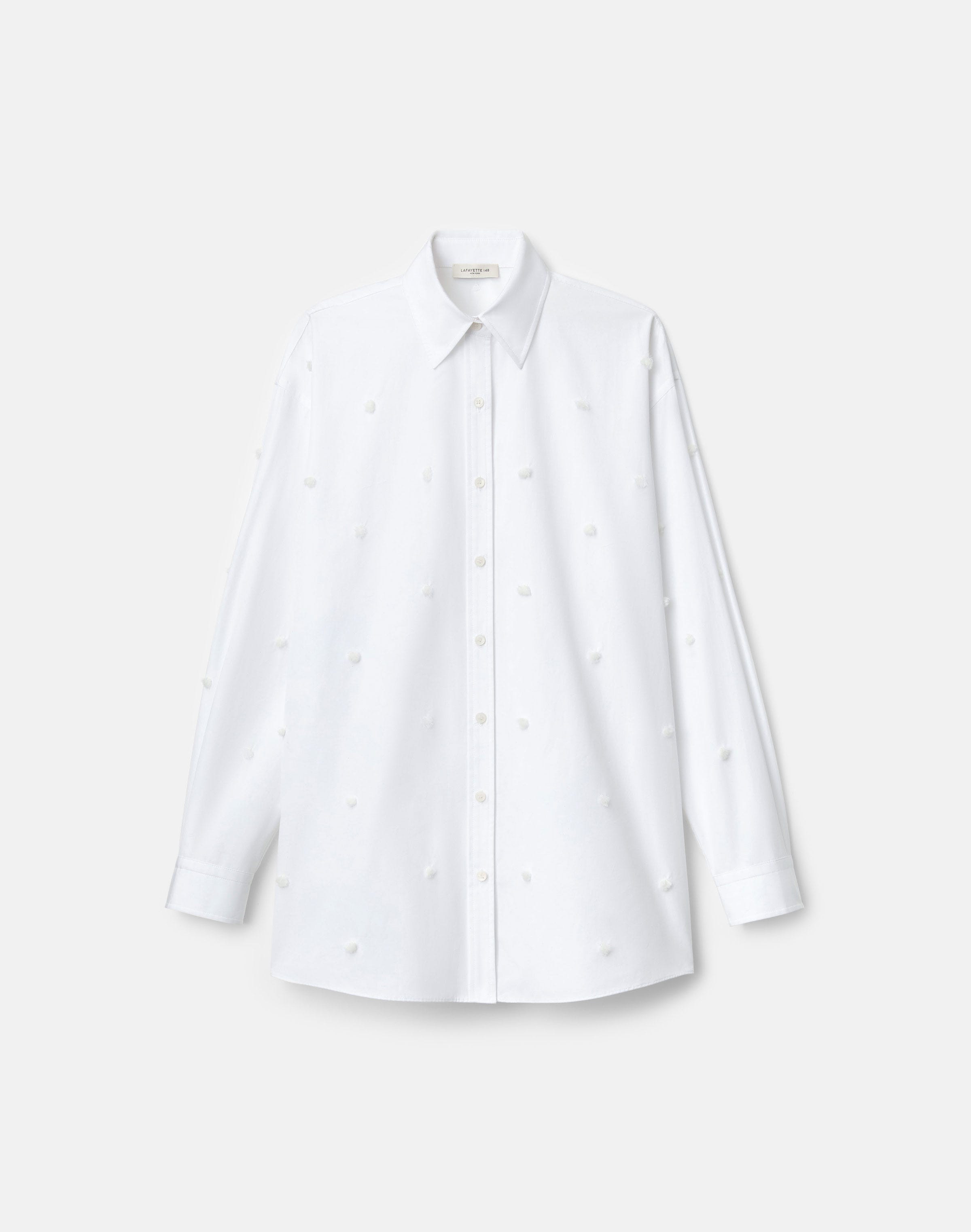 Plus-Size Organic Cotton Poplin Hand Embroidered Oversized Shirt