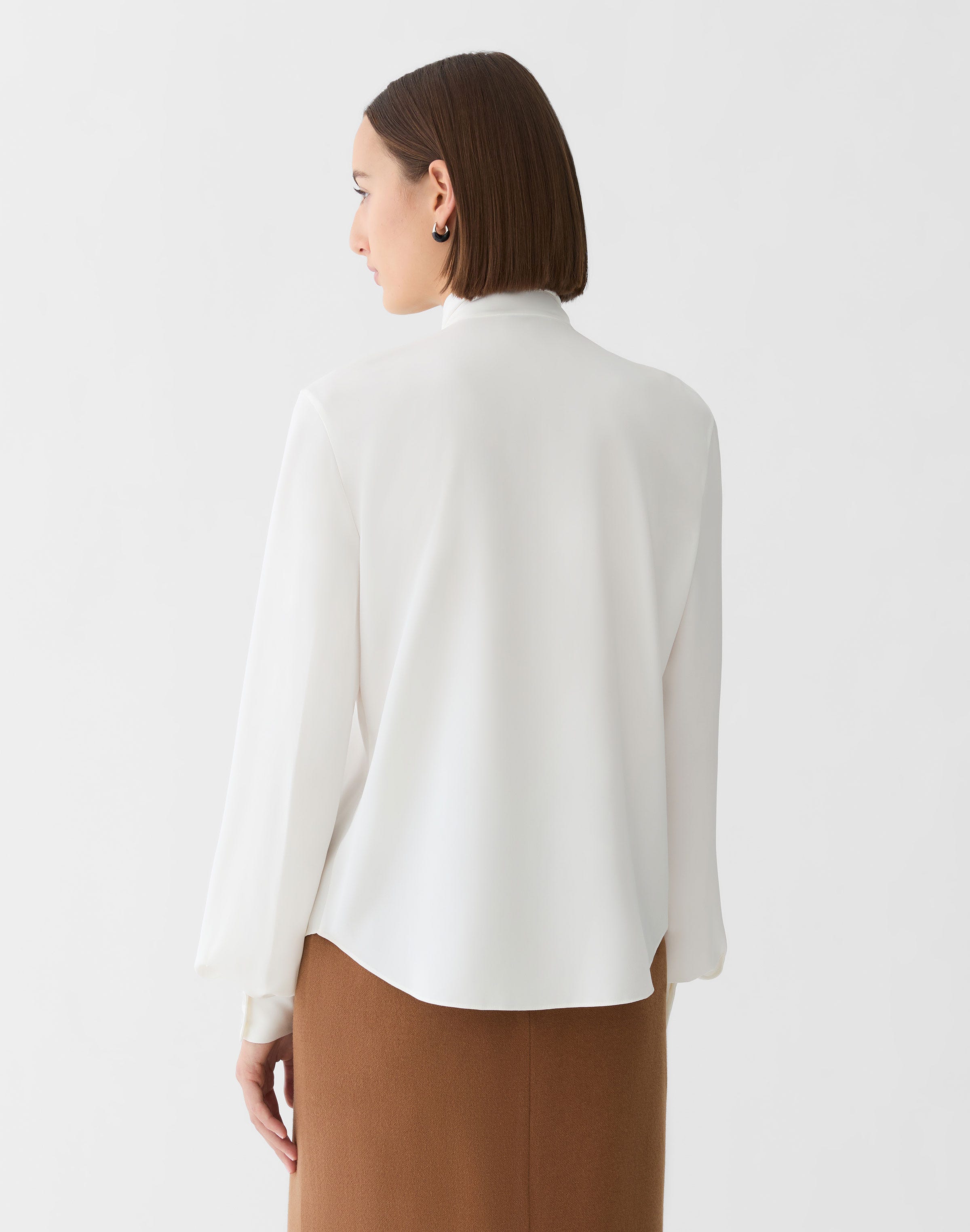 Organic Silk Stretch Georgette Tie Neck Blouse