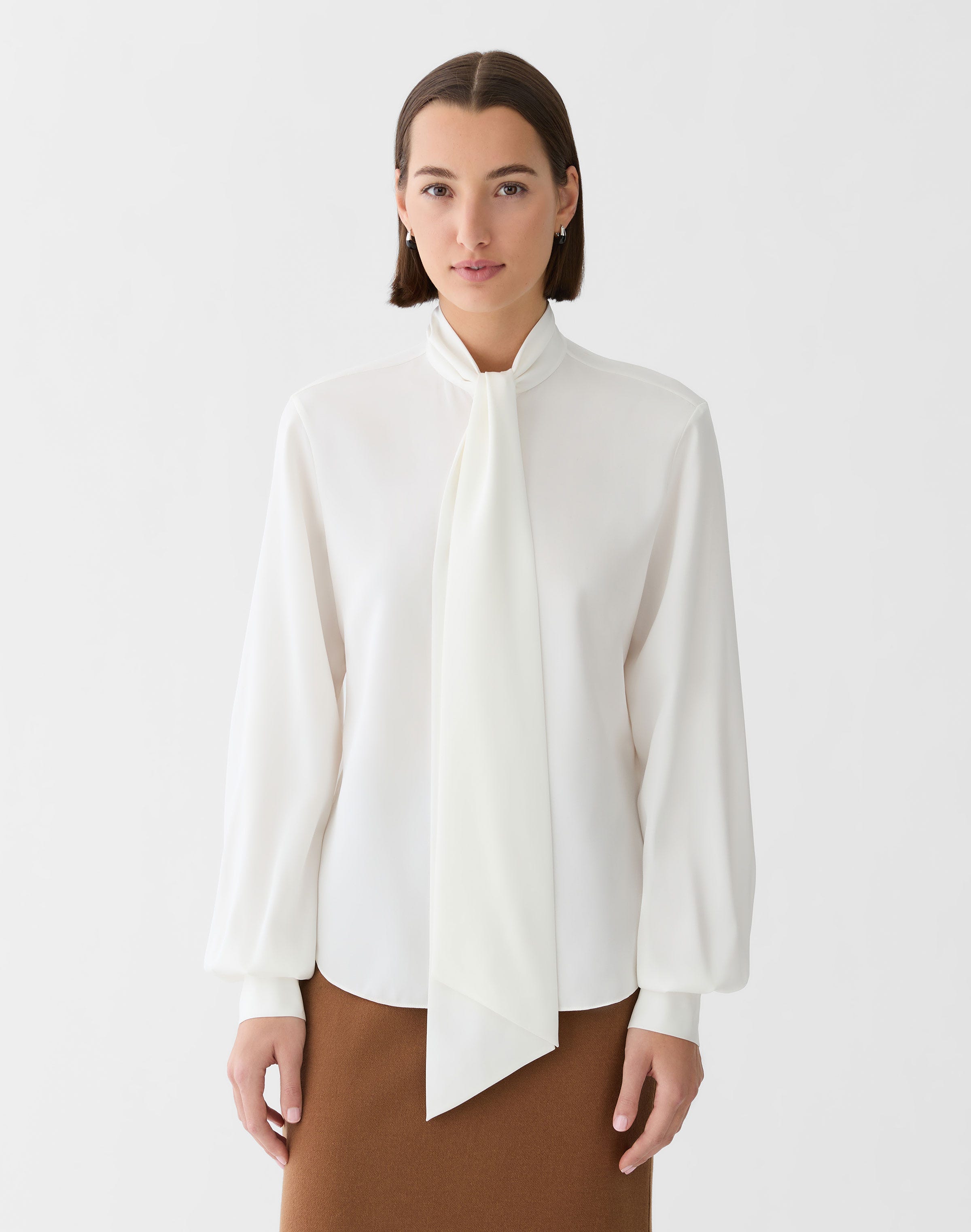 Organic Silk Stretch Georgette Tie Neck Blouse