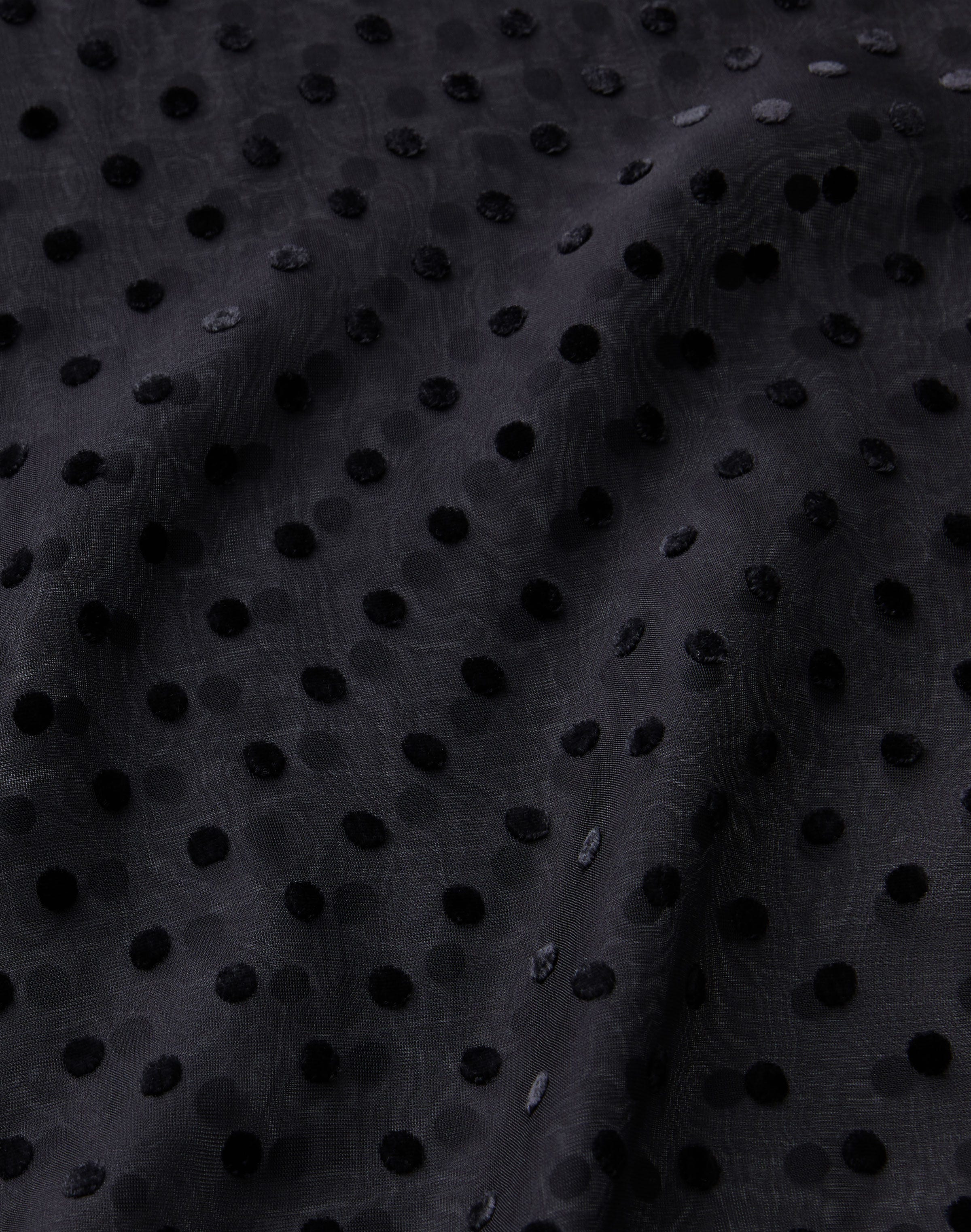 Polka Dot Devoré High Collar Blouse