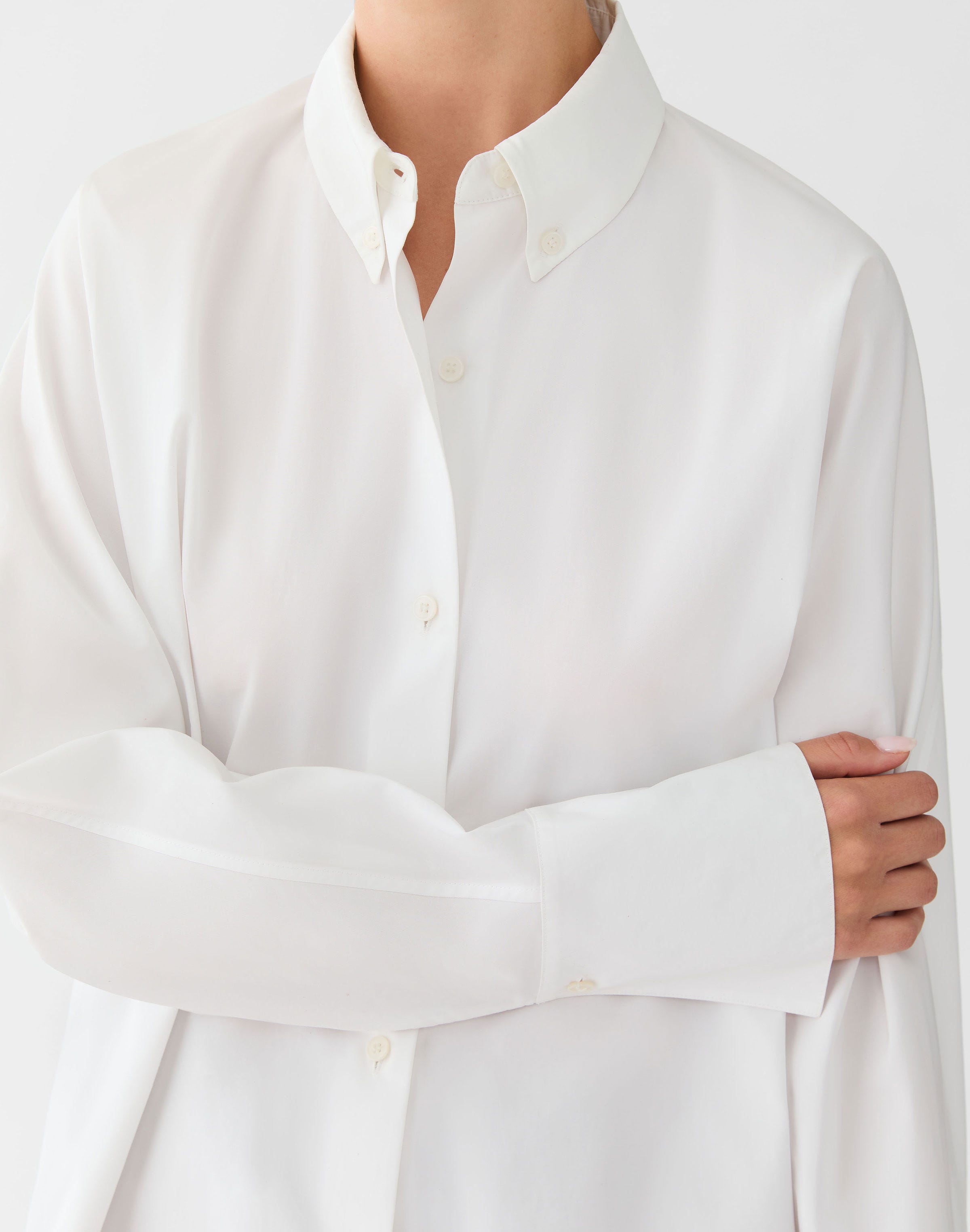 Organic Cotton Poplin Rounded Sleeve Shirt