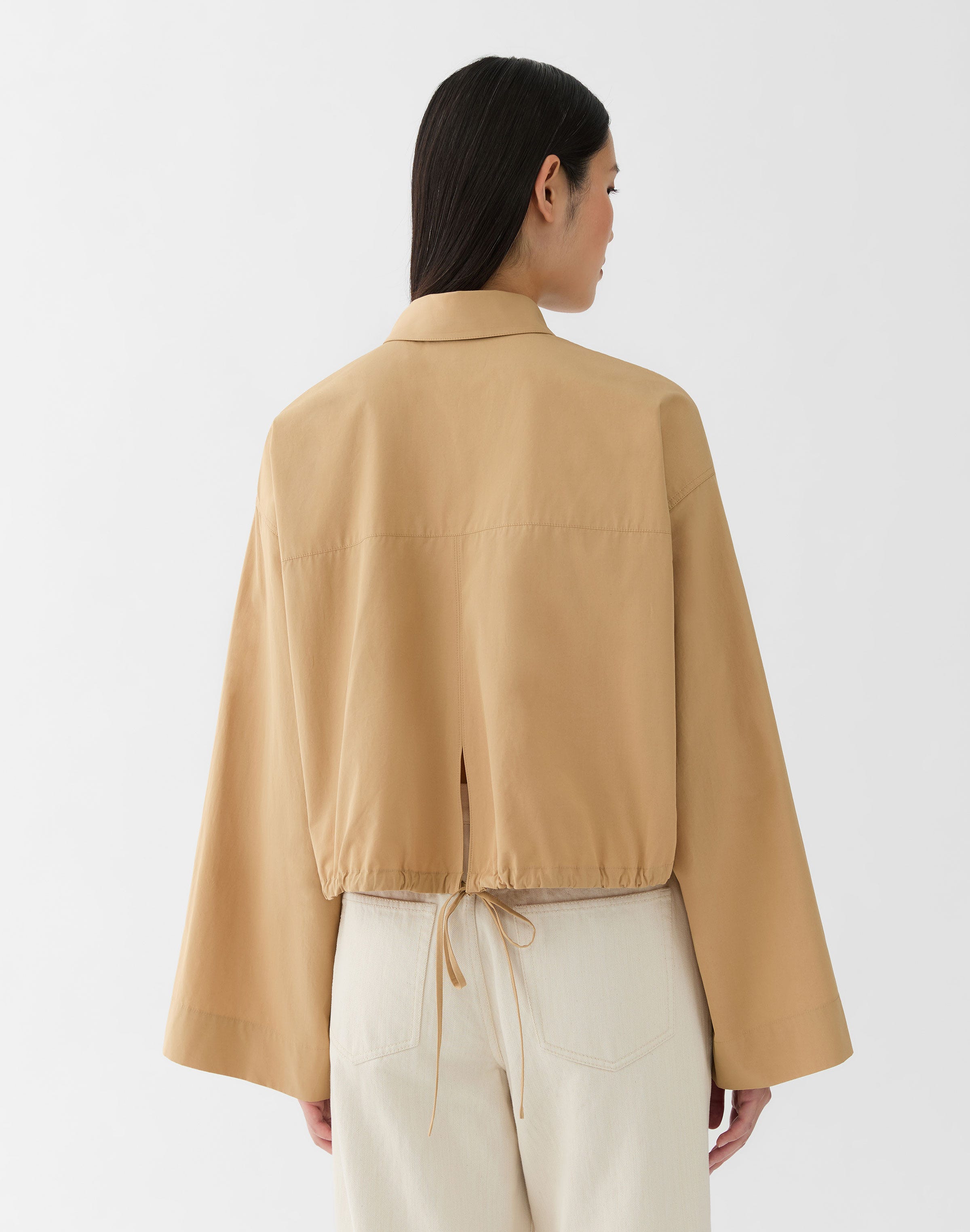 Organic Cotton Poplin Tie Back Shirt Jacket